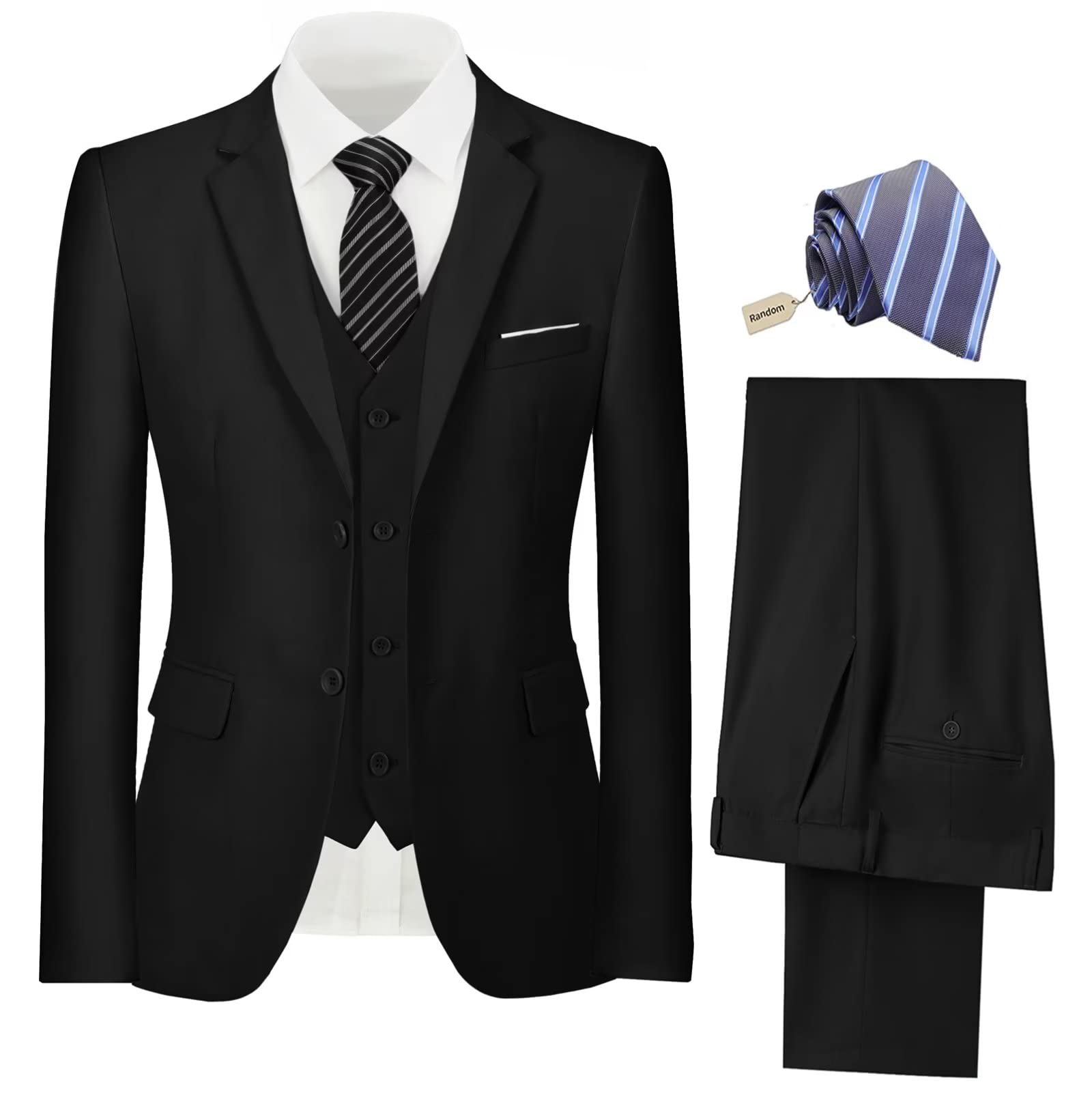 Men's 3-Piece Slim Fit Suit Set - Wedding & Groomsmen Formal Attire with Jacket, Vest, Pants & Tie | Perfect for Weddings, Business Meetings & Special Occasions