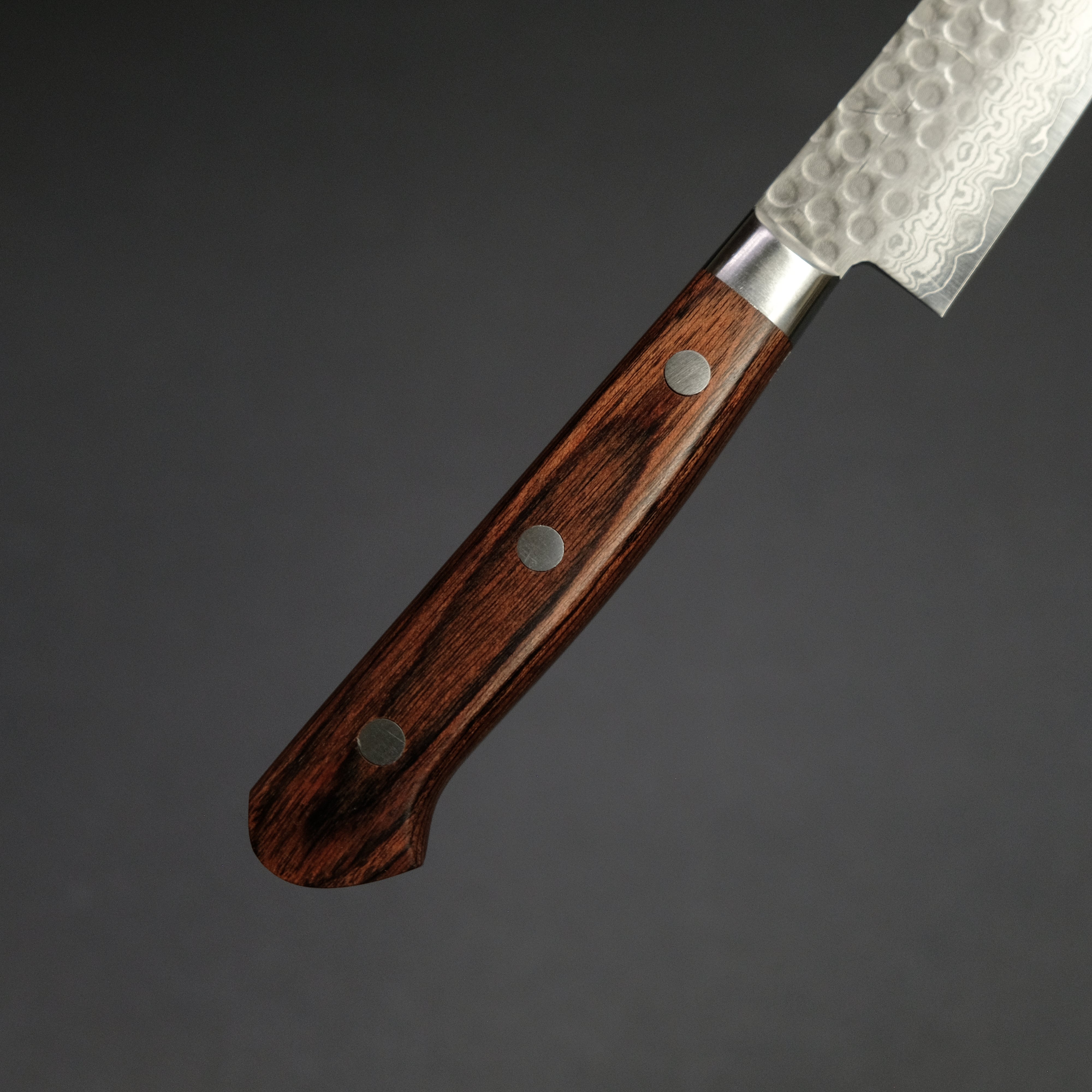 Hitohira HG Tsuchime Damascus 140mm Petty Knife with Imitation Mahogany Handle - Japanese Kitchen Knife for Precision Slicing, Fruit Cutting & Small Kitchen Tasks