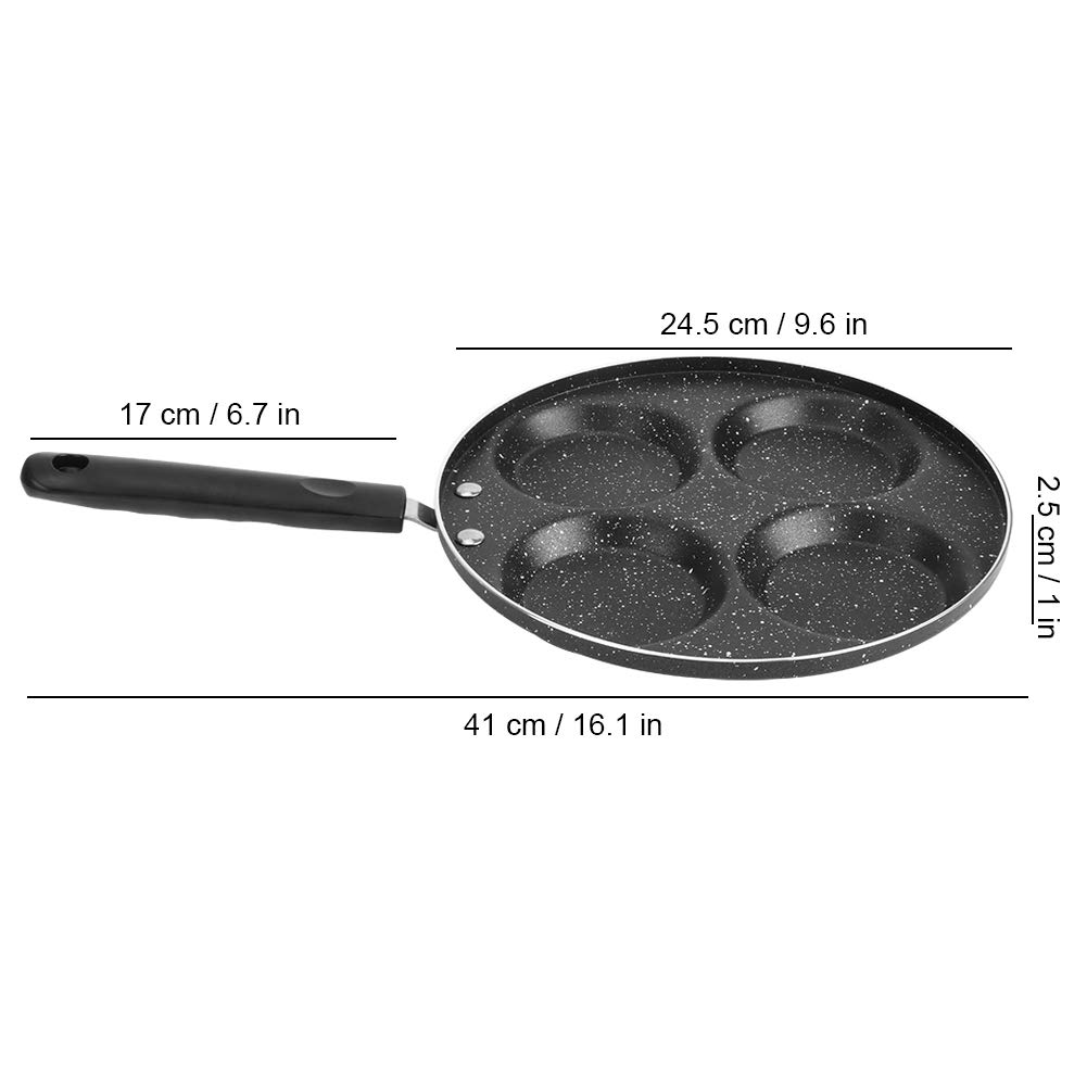 Non-Stick Aluminum Egg Frying Pan - 4 Cup Breakfast Cooker for Perfect Fried Eggs, Swedish Pancakes, Plett & Crepes - 9.6 Inch Gas Stove Compatible - Ideal for Home Cooking & Quick Breakfasts