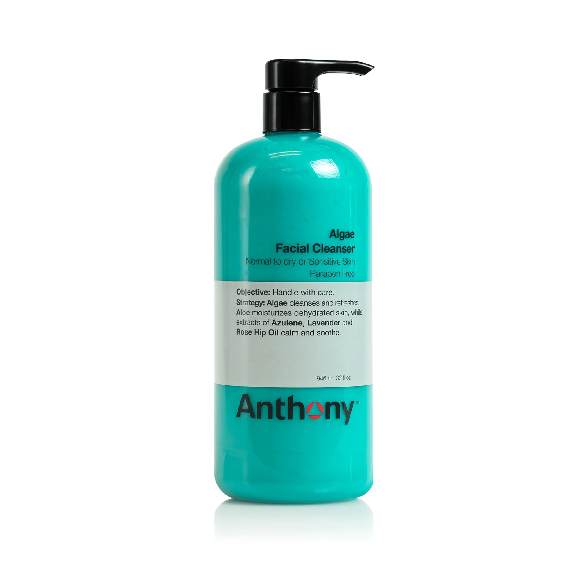 Anthony Algae Facial Cleanser for Acne & Oily Skin - 32 Oz (946ml) Deep Pore Cleansing Gel - Vegan & Cruelty-Free Face Wash for Men & Women - Perfect for Daily Skincare Routine & Post-Workout Cleansing