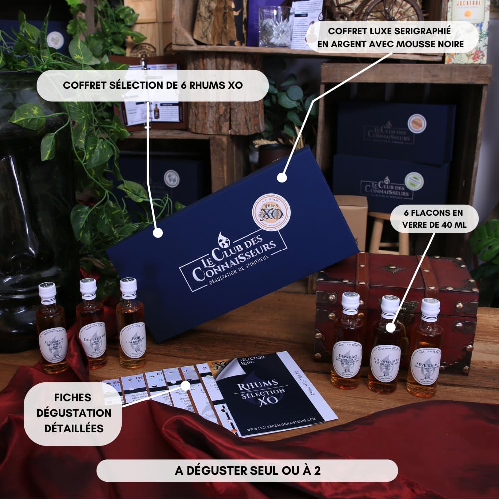 Premium XO Rum Tasting Set - 6 x 40ml Mini Bottles - Caribbean Aged Rum Collection - Perfect for Solo Tasting or Gift Giving - Great for Cocktail Parties & Home Bars
