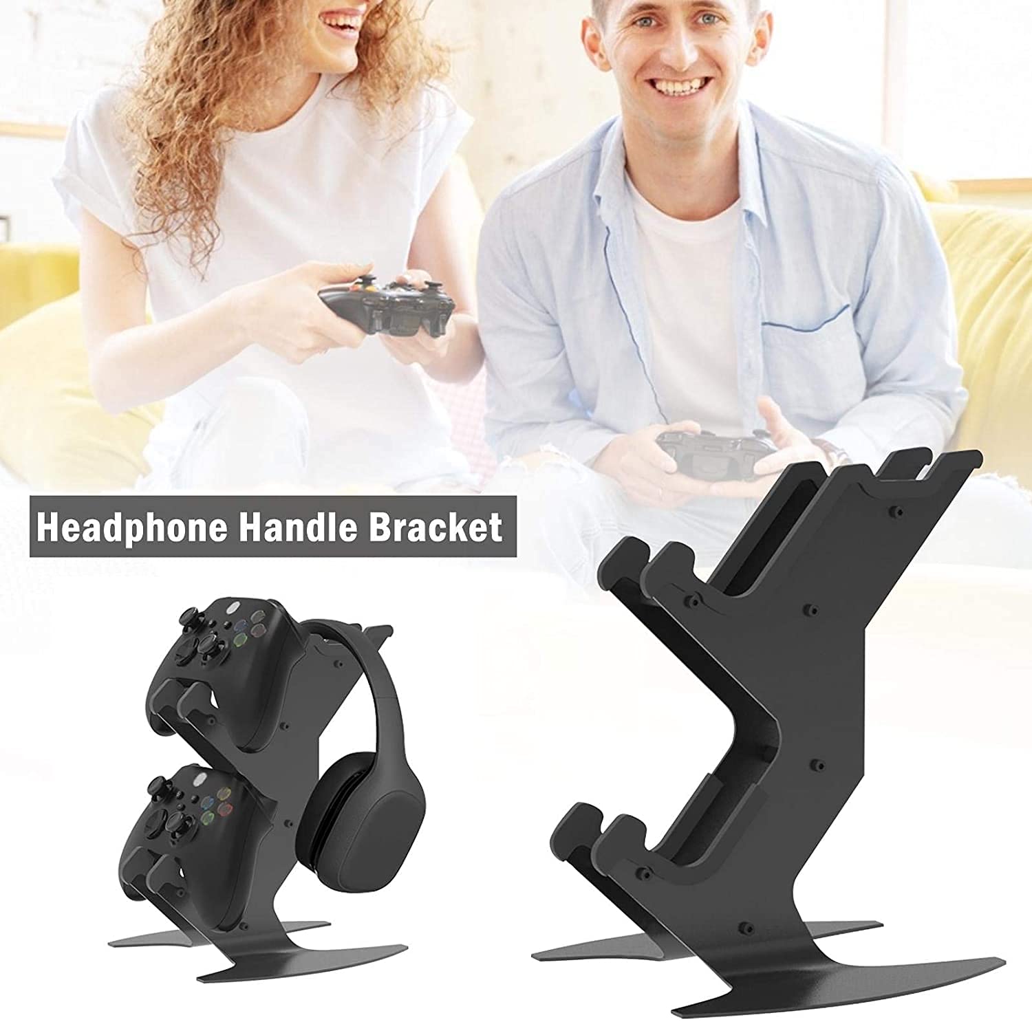 Universal Aluminum Game Controller Holder & Headset Stand - Compatible with Xbox Series X/S, Xbox One, PS5, PS4, Nintendo Switch & PC - Perfect Gaming Accessories Organizer for Your Gaming Setup (Living Room, Bedroom, Game Room)