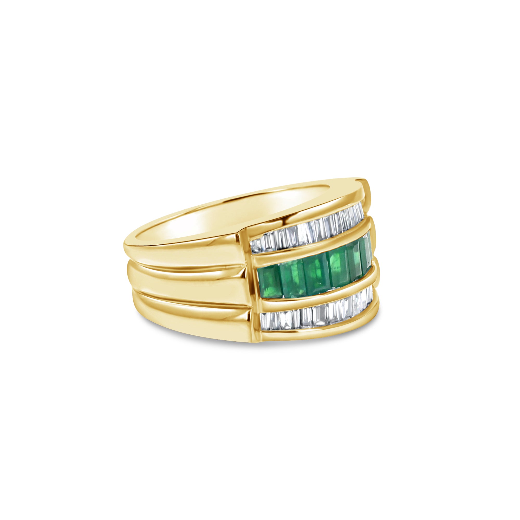2 Carat Emerald Diamond Baguette Cocktail Ring - 14K Gold Vintage Style Statement Jewelry for Women, Perfect for Parties, Weddings & Special Occasions
