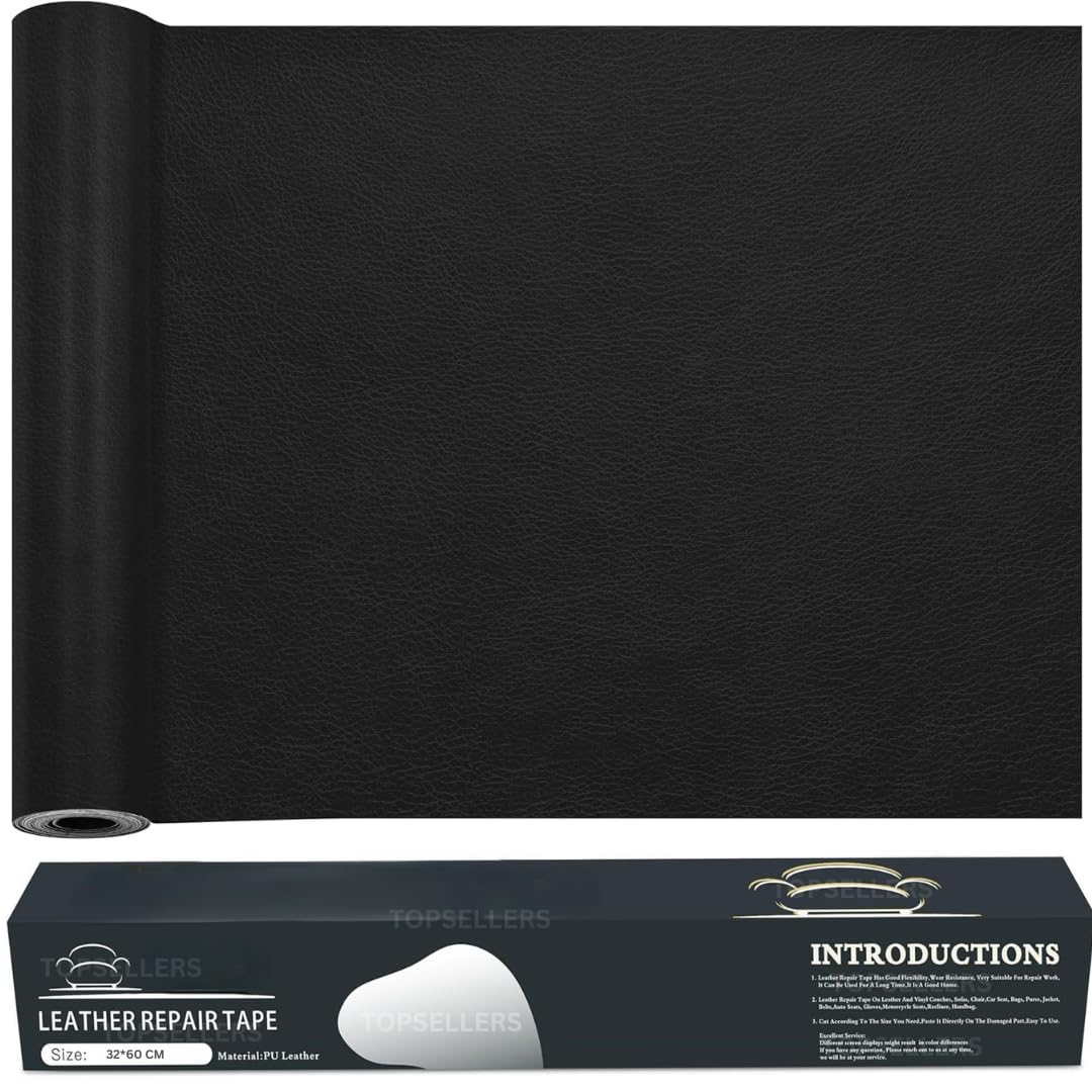 Premium Self-Adhesive Leather Repair Patch (Black) – Strong Bonding for Sofas, Car Seats, Bike Seats & Furniture – Durable Leather Restoration Kit for Home & Auto Use
