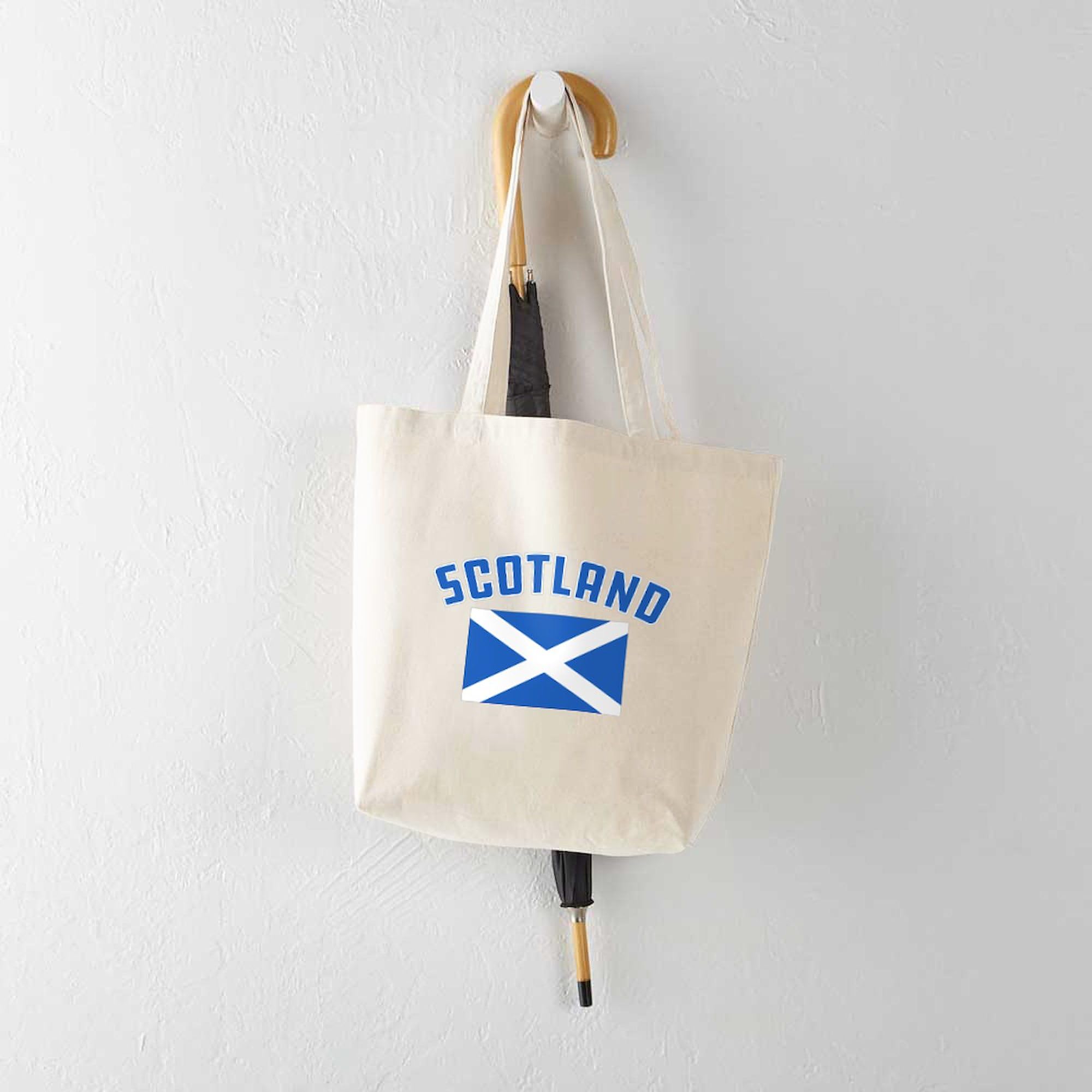 Scotland Flag Tote Bag - Natural Canvas Reusable Shopping Bag for Groceries, Beach & Travel | Eco-Friendly Cotton Tote with Scottish Design