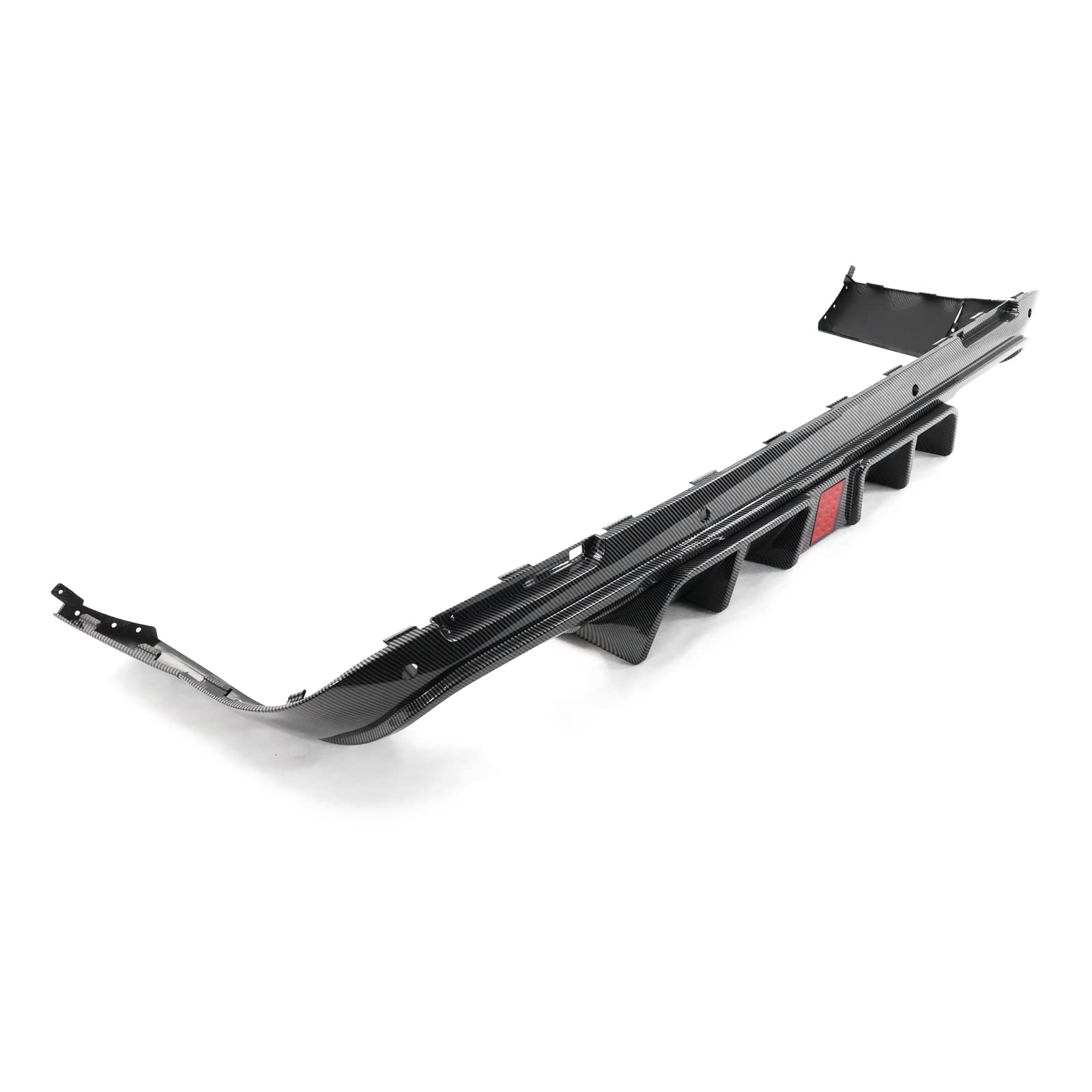 FREEMOTOR802 Rear Diffuser for 2015-2023 Dodge Challenger | IKON V6 Style Carbon Fiber Print PP Bumper Molding Lip | 4-Piece Lower Valance Diffuser & Shark Fin Splitter Kit | Perfect for Car Shows & Street Performance Upgrades