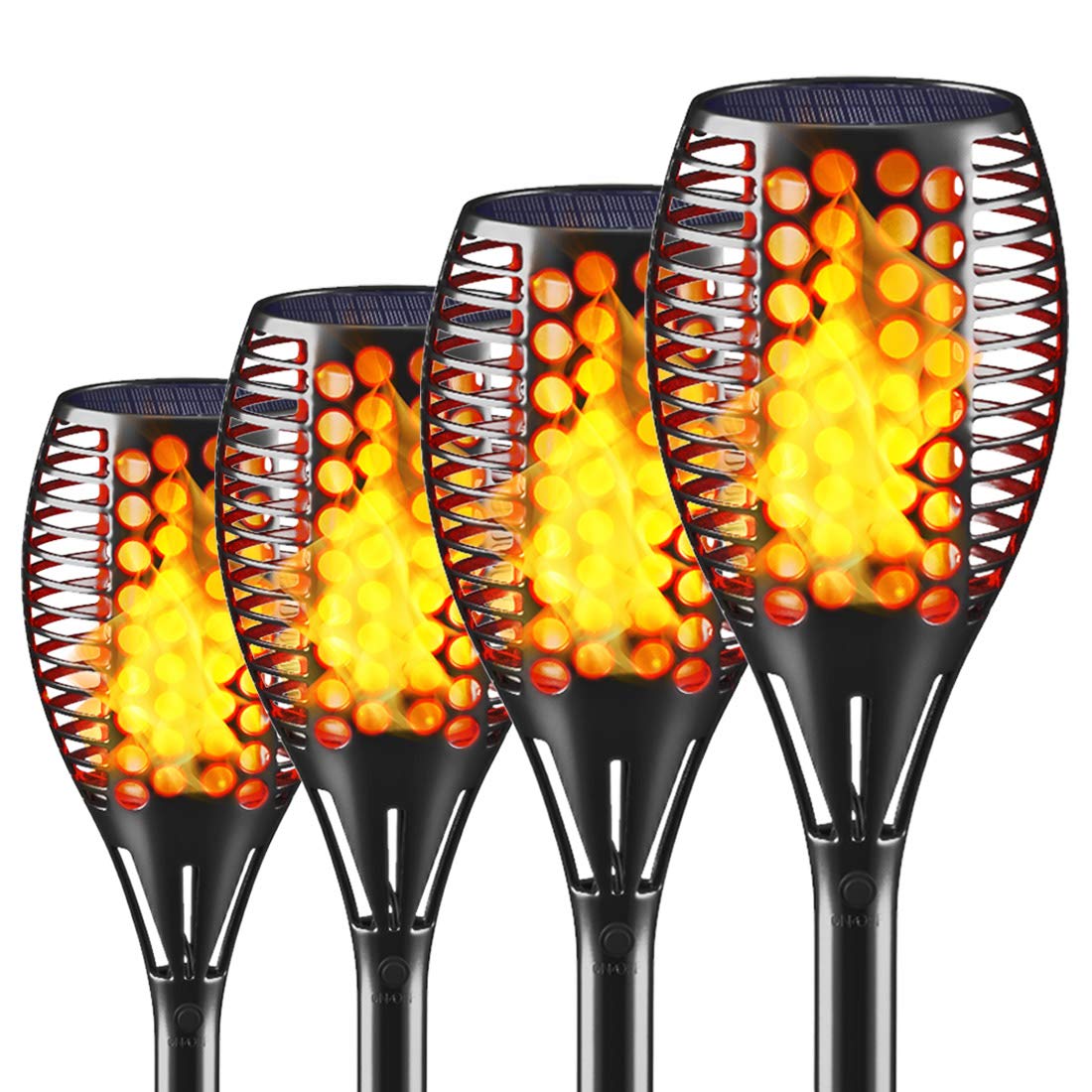 Upgraded Solar Torch Lights Outdoor Waterproof - 4Pack Flickering Flame Solar Spotlights for Patio, Deck, Driveway - Auto On/Off Dusk to Dawn Security Lighting - Perfect for Landscape Decoration, Garden Pathway & Backyard Ambiance
