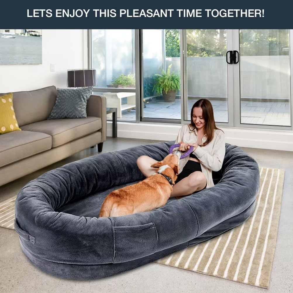 67x38x12 Inch Orthopedic Human Dog Bed for Large Dogs - Extra Soft & Cozy Fluffy Pet Bed with Removable Washable Cover - Perfect for Napping, Lounging & Cuddling at Home