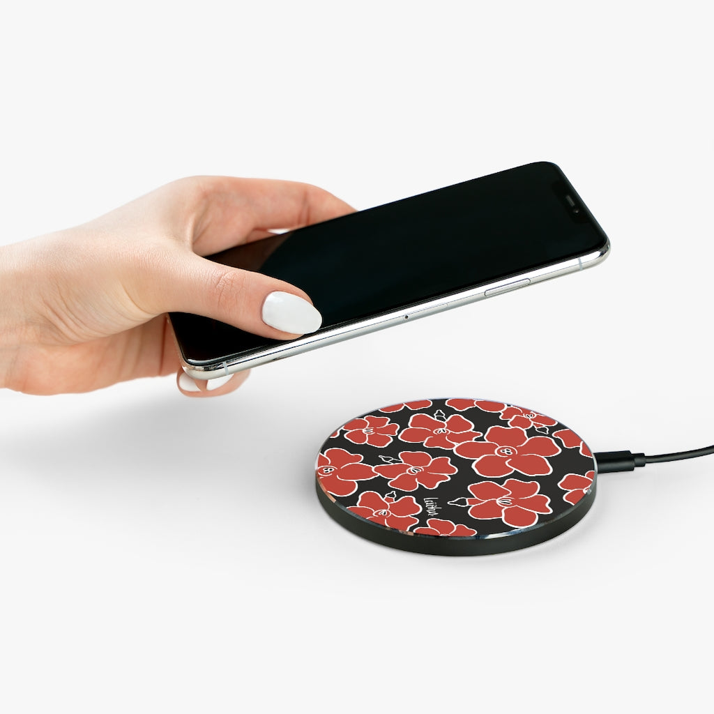 Vintage Puakenikeni Wireless Charger - Fast Qi-Certified Charging Pad for iPhone, Samsung, AirPods | Perfect for Home, Office, and Travel Use
