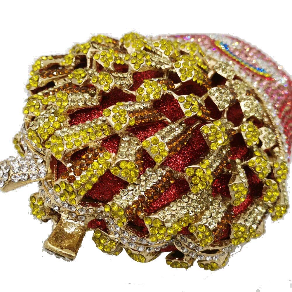 Namou French Fries Chips Rainbow Clutch Minaudiere Bag for Women - Crystal Evening Bag with Diamond Accents, Wedding Handbag & Bridal Purse in Blue | Perfect for Parties, Galas & Special Occasions