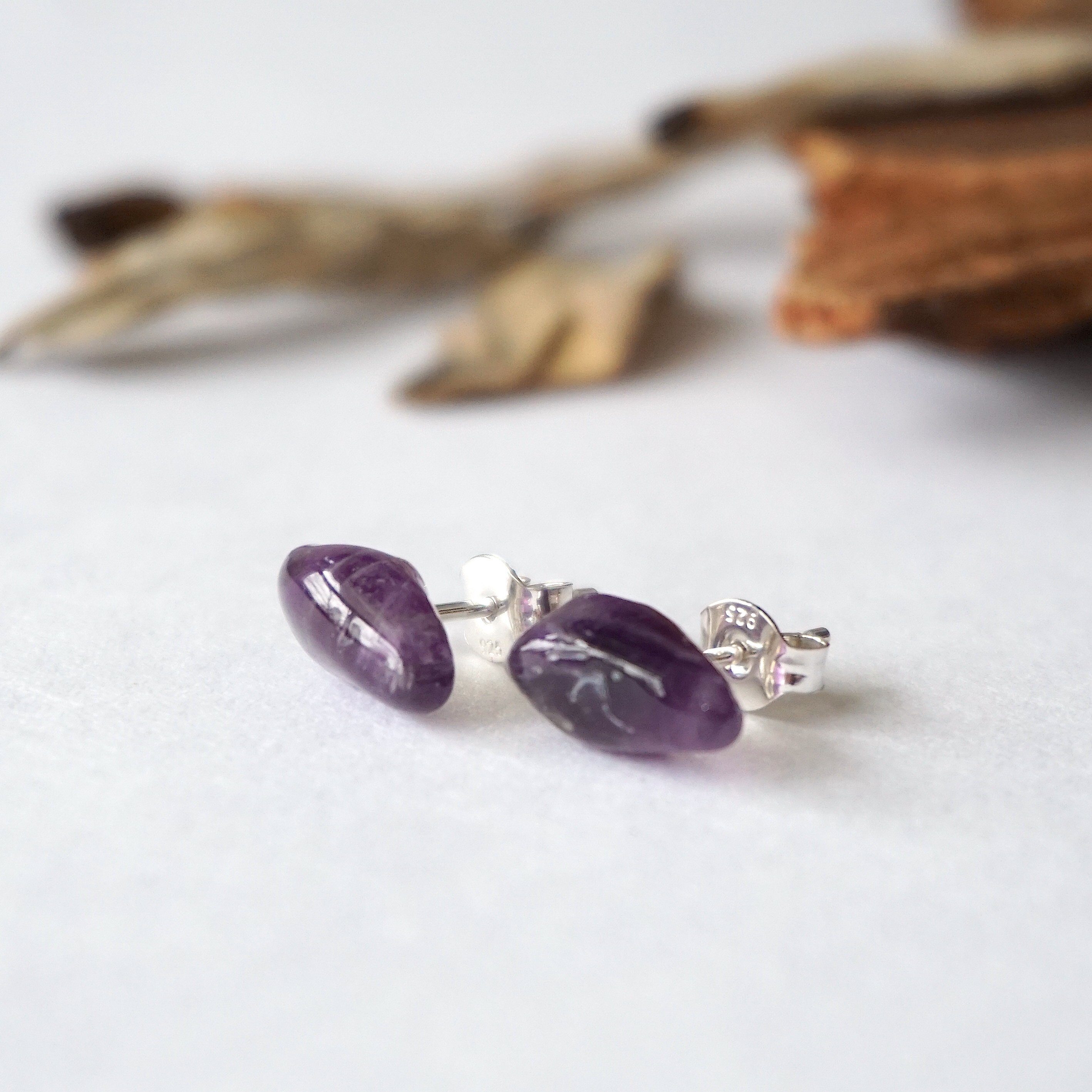 Dark Amethyst Stud Earrings for Women - Hypoallergenic Post Earrings for Sensitive Ears | Perfect for Everyday Wear, Work & Special Occasions