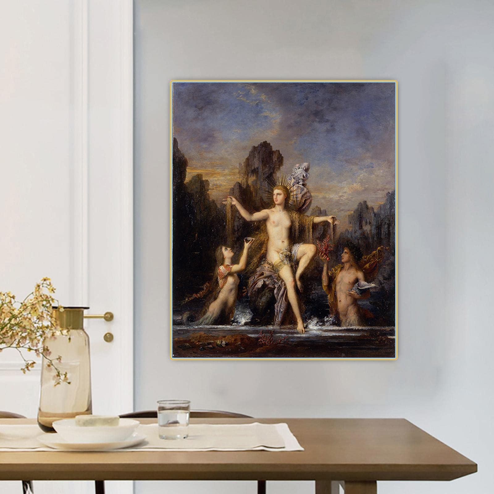 Venus Rising from The Sea by Gustave Moreau - Premium Canvas Wall Art Print | Oil Painting Reproduction | Frameless Aesthetic Home Decor (70x100cm) | Perfect for Living Room, Bedroom & Office Decor