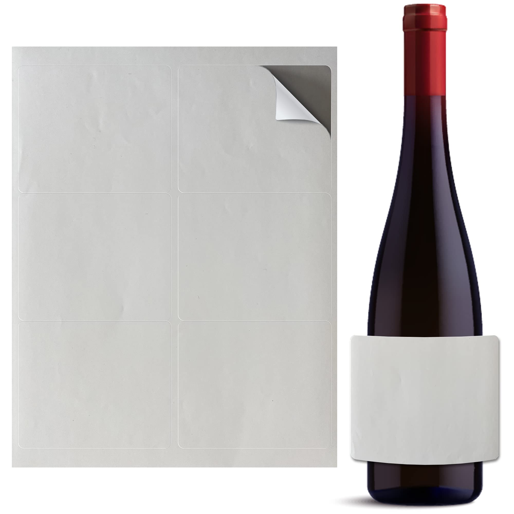 Mr-Label 4” x 3-1/3” Waterproof Matte White Wine Labels - Compatible with Inkjet & Laser Printers - Fits 750ml Wine Bottles - Tear-Resistant - Perfect for Homemade Wine, Wedding Favors & Party Decorations (25 Sheets/150 Labels Total) - Ideal for DIY Wine Making, Gift Giving & Special Events
