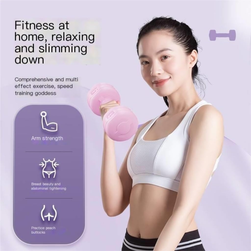 Pink 4kg Rubber Coated Dumbbells for Women - Home Workout Equipment for Arm Muscle Training & Strength Exercise - Perfect for Gym, Yoga, and Fitness Enthusiasts