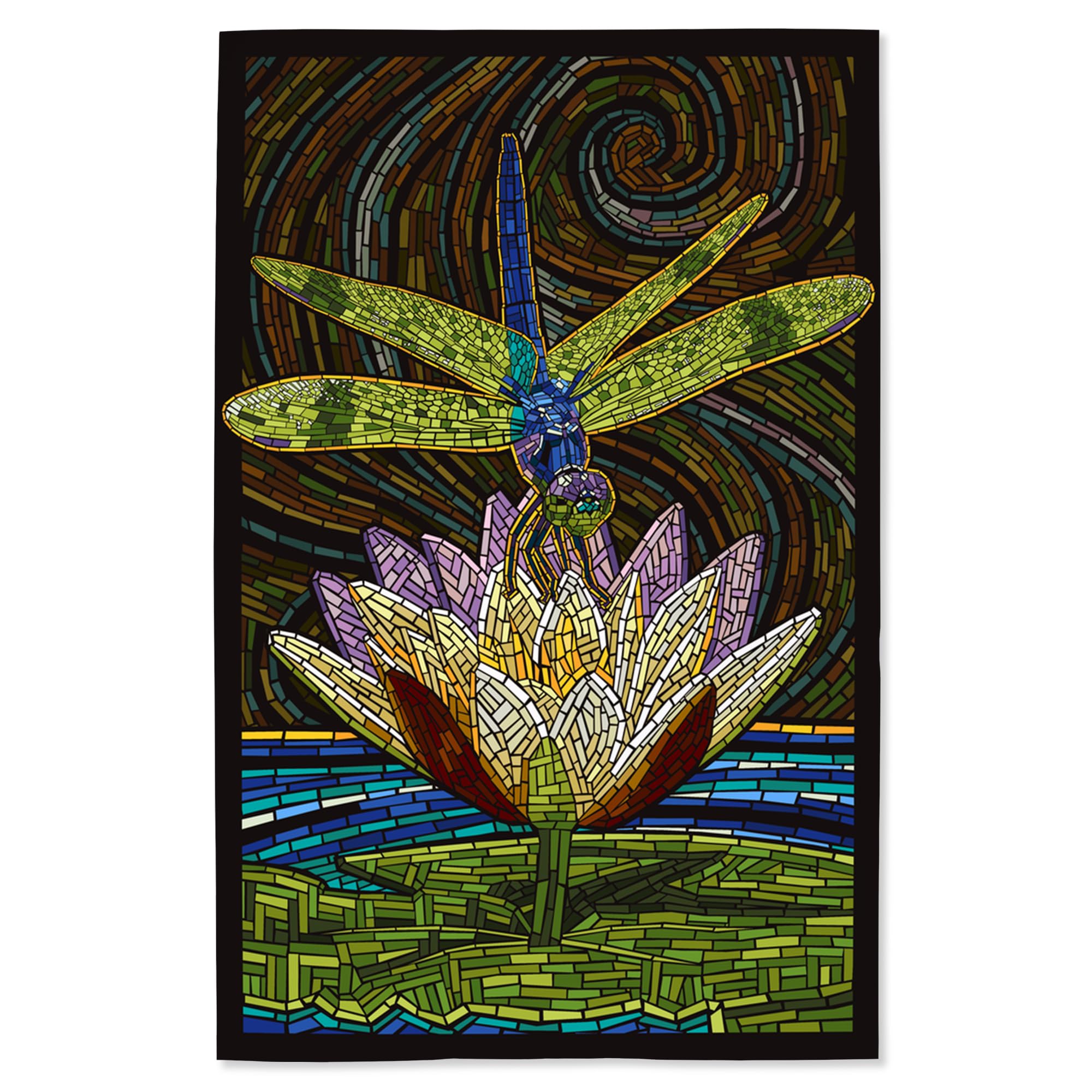 Lantern Press 16x24 Inch Giclee Print - Dragonfly Paper Mosaic Wall Art | Nature-Inspired Home Decor for Living Room, Bedroom & Office