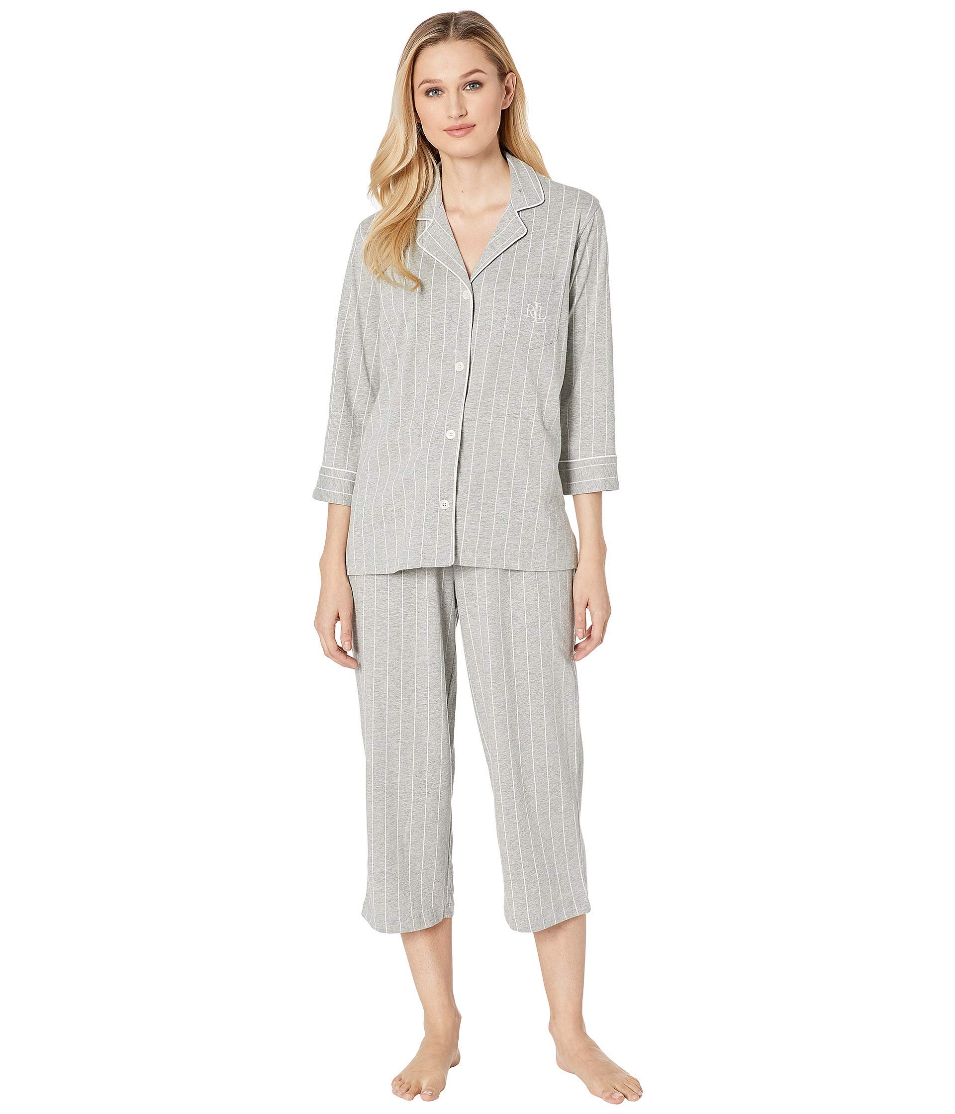 Lauren Ralph Lauren Essentials Bingham Knits Capri Pajama Set - Women's Soft Cotton Sleepwear for Lounge & Travel