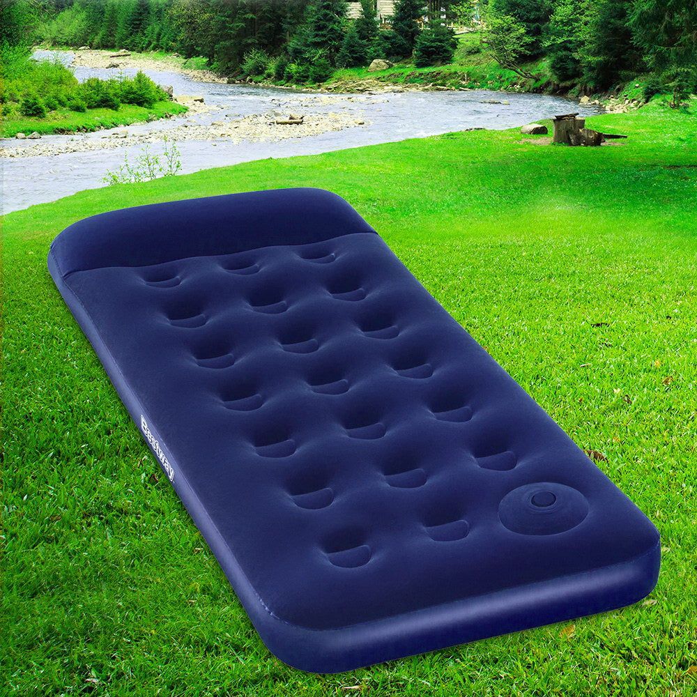 Bestway Single Size Inflatable Air Mattress - Navy Blue Portable Guest Bed for Camping, Travel & Home Use