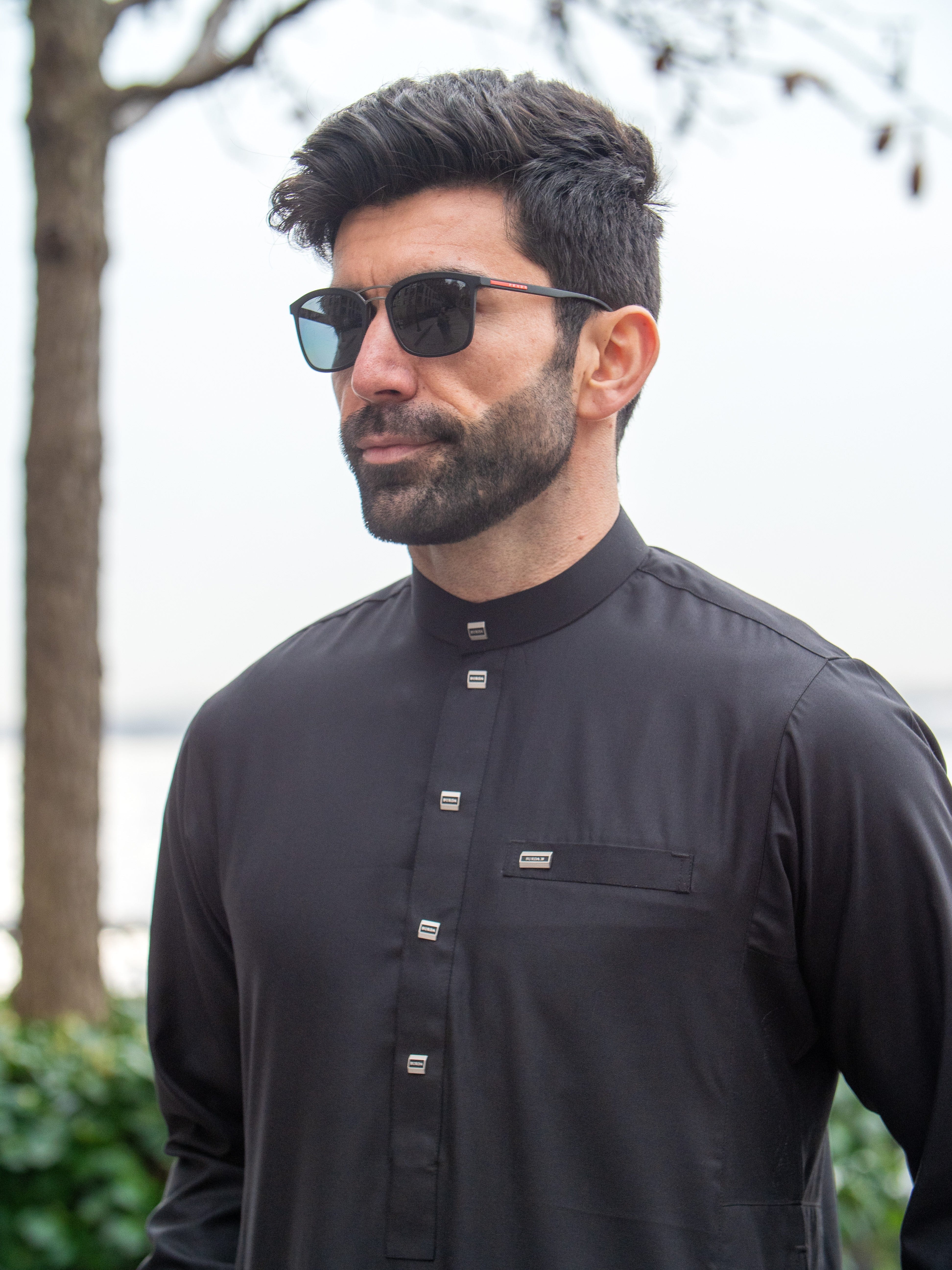 Premium Black Adult Thobe 110A for Men - Father & Son Matching Islamic Robe - Perfect for Eid, Ramadan & Special Occasions
