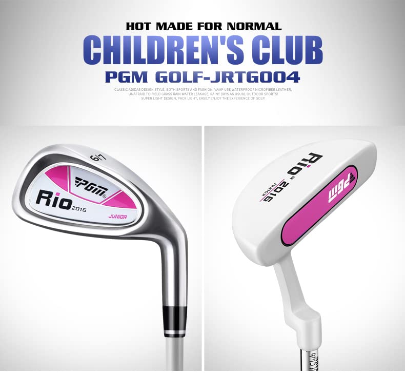 PGM Junior Golf Club Set for Kids - Right Handed 4-Piece Youth Golf Clubs with Stand Bag for Boys & Girls | Perfect for Beginners & Junior Golf Training | Ideal for Backyard Practice, Driving Range & Golf Course Play