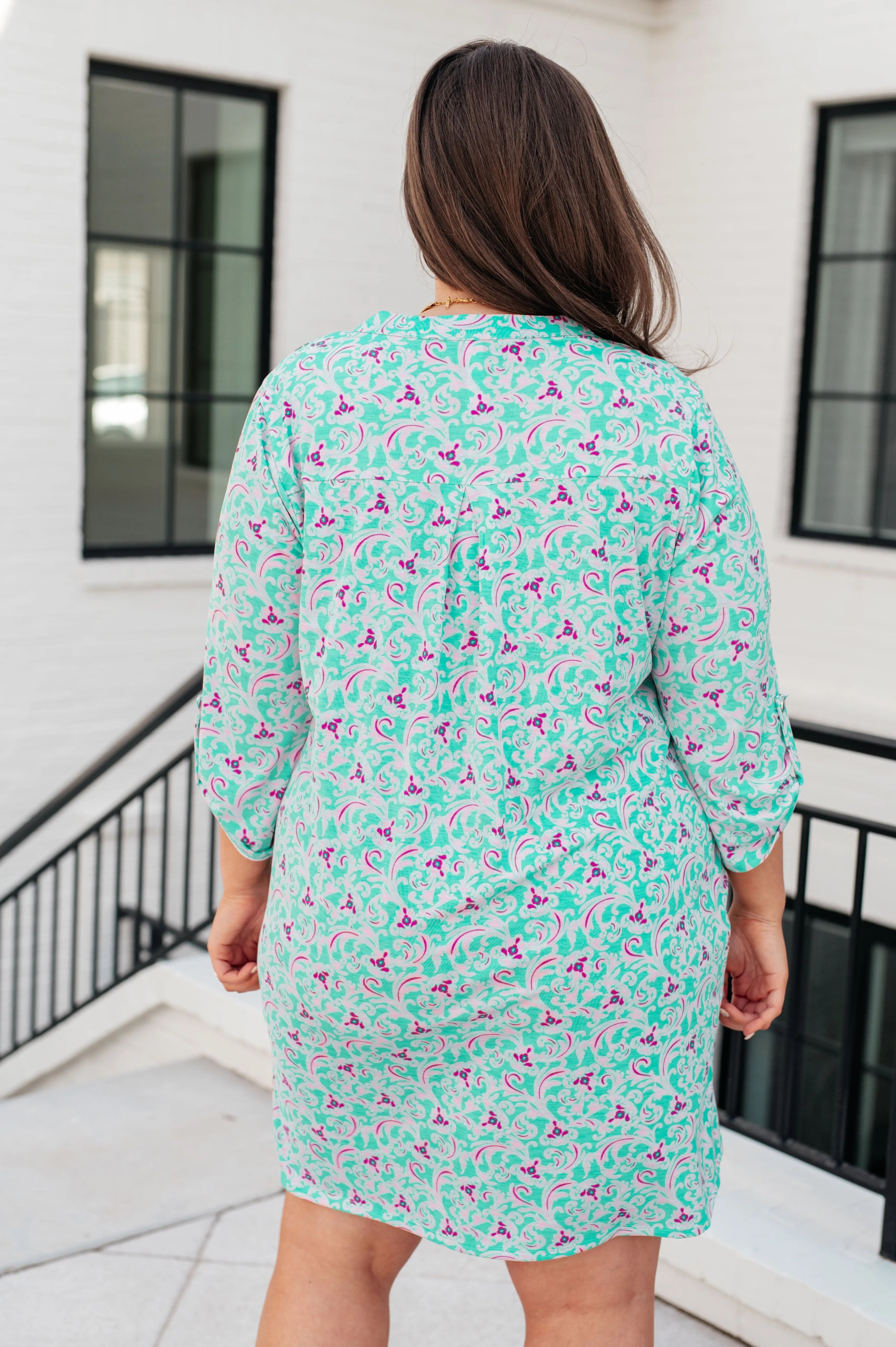 Lizzy Dress in Mint and Magenta - Flowy Summer Dress for Women, Casual & Party Wear, Perfect for Beach, Vacation and Date Nights