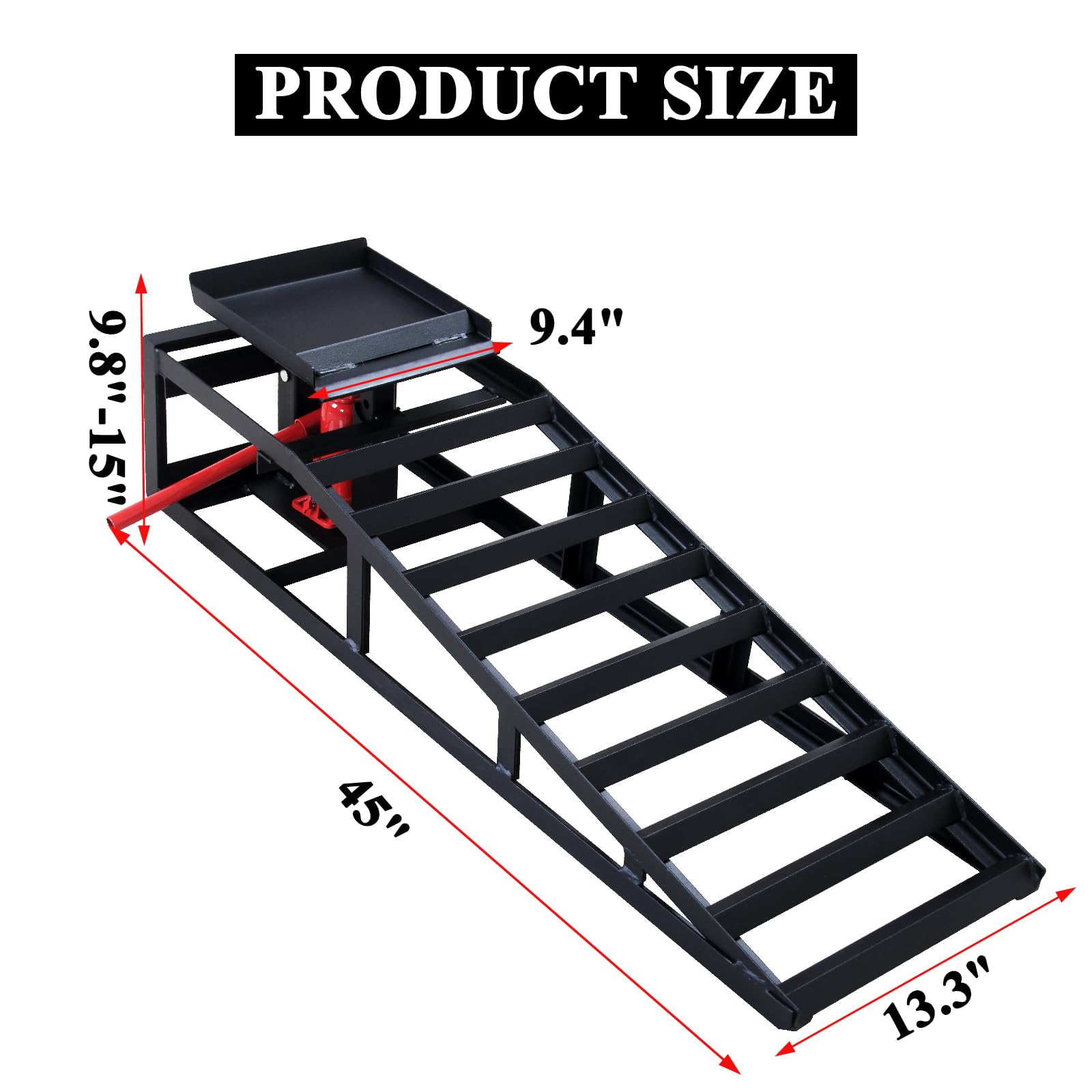 2 Pack Heavy Duty Hydraulic Car Ramps - 5 Ton (11,000 lbs) Capacity, Low Profile Vehicle Lift Ramps for Trucks, Trailers & Garage Repairs - 9.8