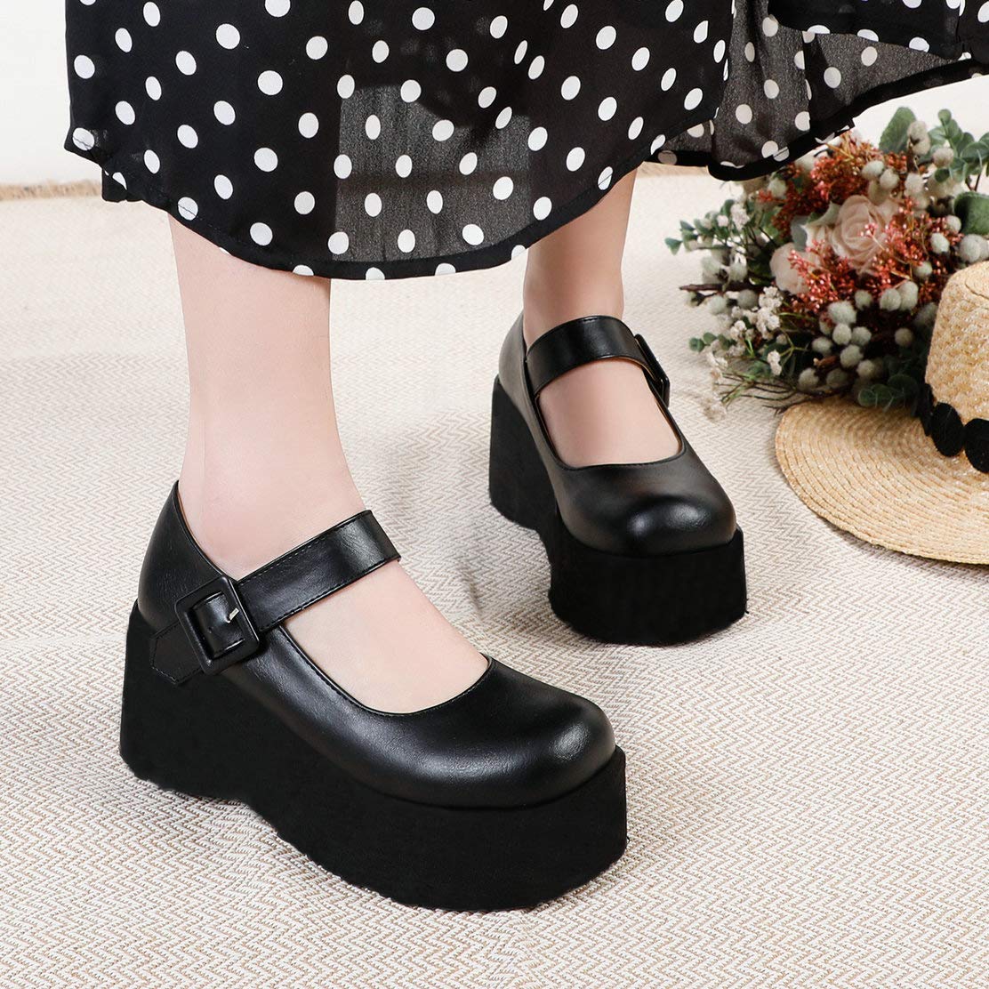 Caradise Women's Gothic Cosplay Shoes - Mary Jane Wedges Goth Platform Boots for Lolita, Steampunk & Halloween Costume Outfits | Perfect for Cosplay, Themed Parties & Gothic Fashion