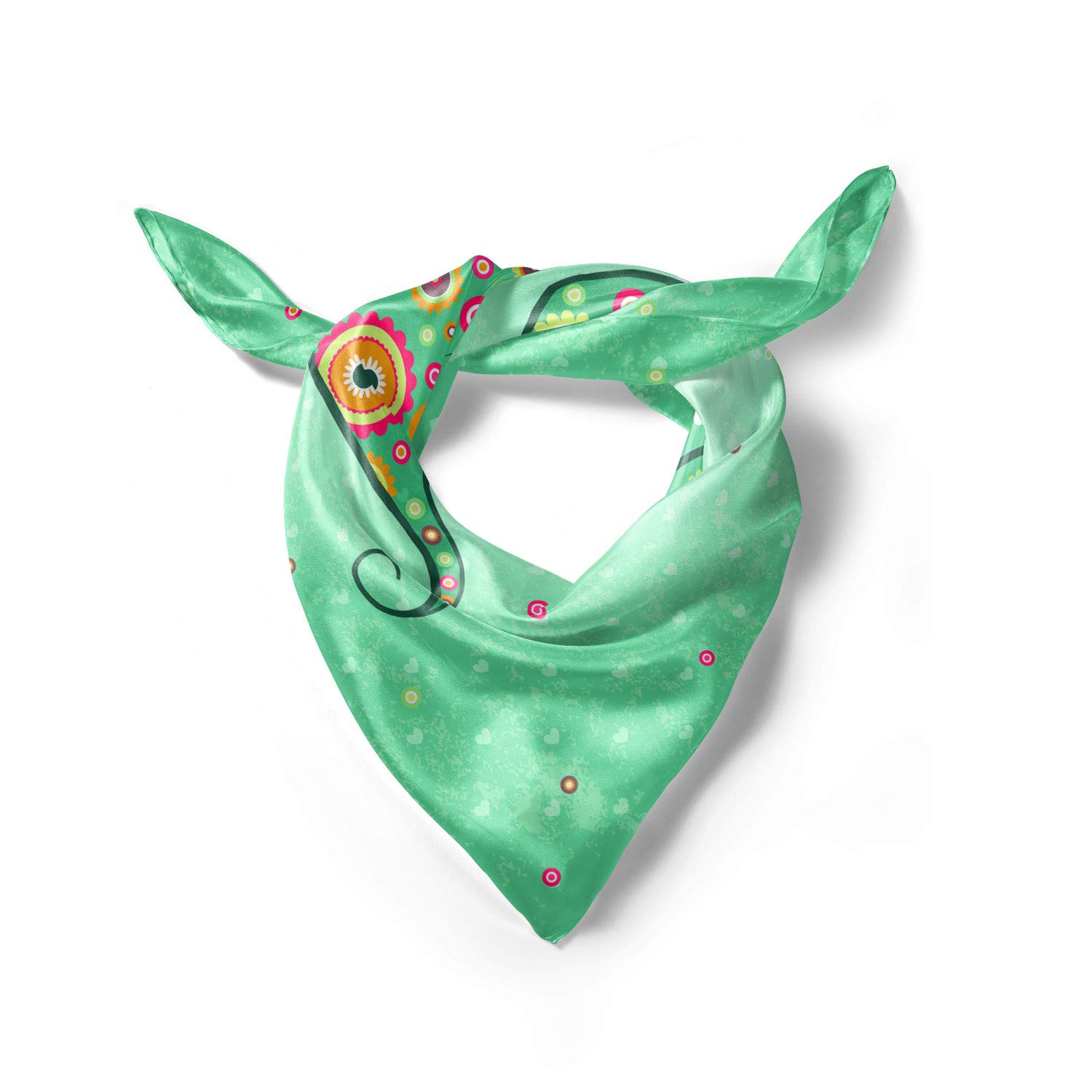 Ambesonne Floral Head Scarf - Elephant with Flowers Print Hair Wrap for Women, Boho Style Bandana - Perfect for Yoga, Beach, Travel and Fashion Accessories
