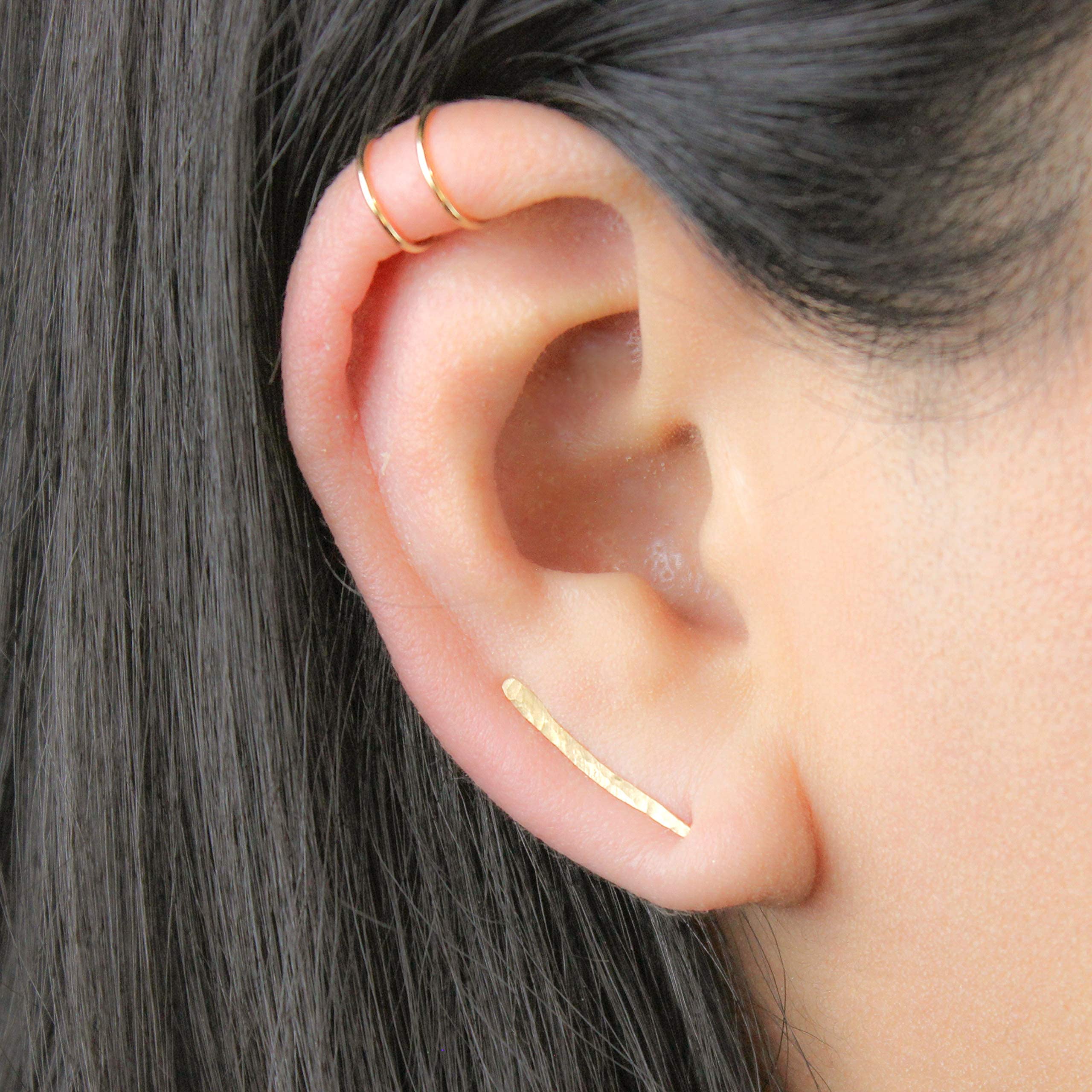 Small Ear Climber Earrings for Women - Gold, Rose Gold & Silver Ear Pin Crawlers | Elegant Everyday Wear & Special Occasion Jewelry