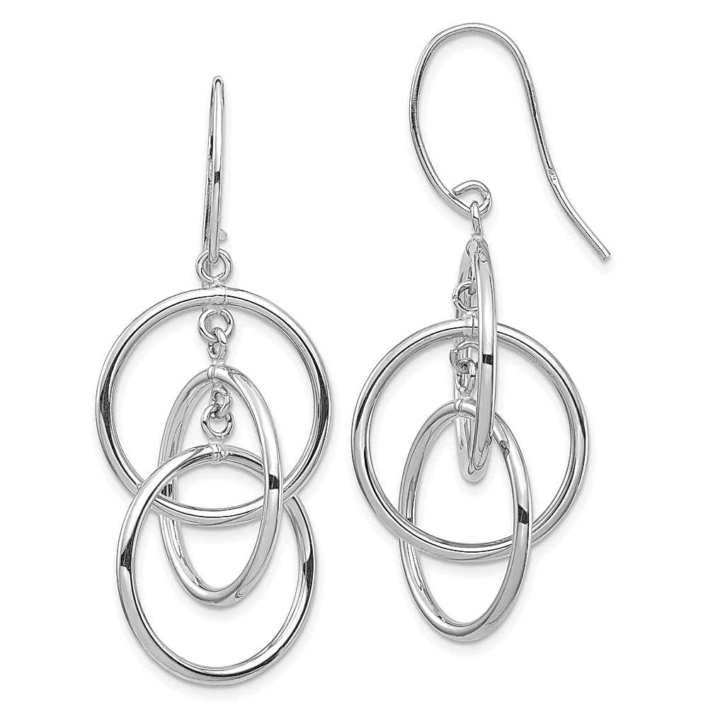 14K White Gold Circle Drop Dangle Chandelier Earrings for Women - Elegant Fine Jewelry Gift for Her - Perfect for Weddings, Parties & Special Occasions