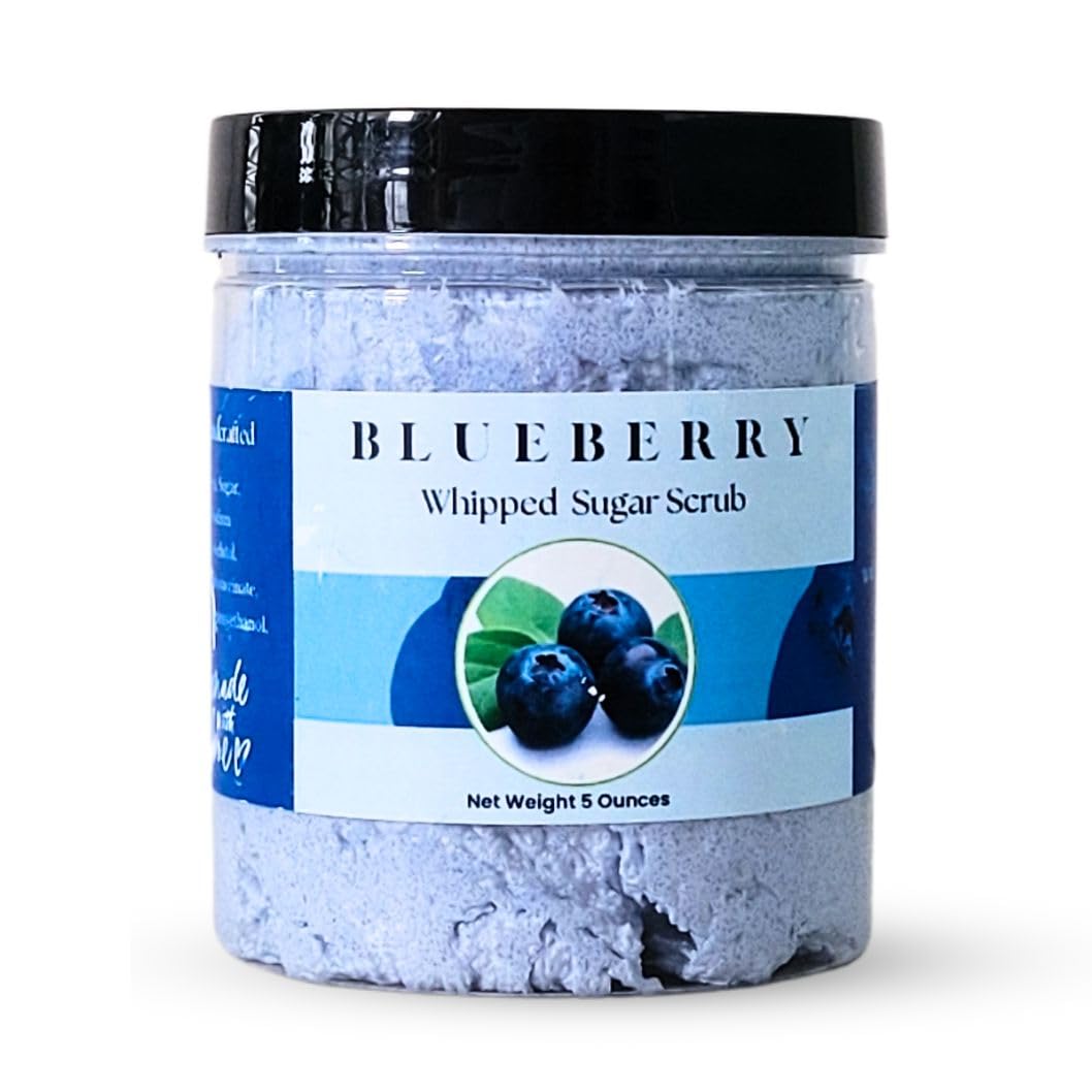 Organic Blueberry Sugar Scrub Soap - Exfoliating & Moisturizing Whipped Cream Body Scrub for Soft, Glowing Skin - Perfect for Spa Day, Self-Care & Gift Giving