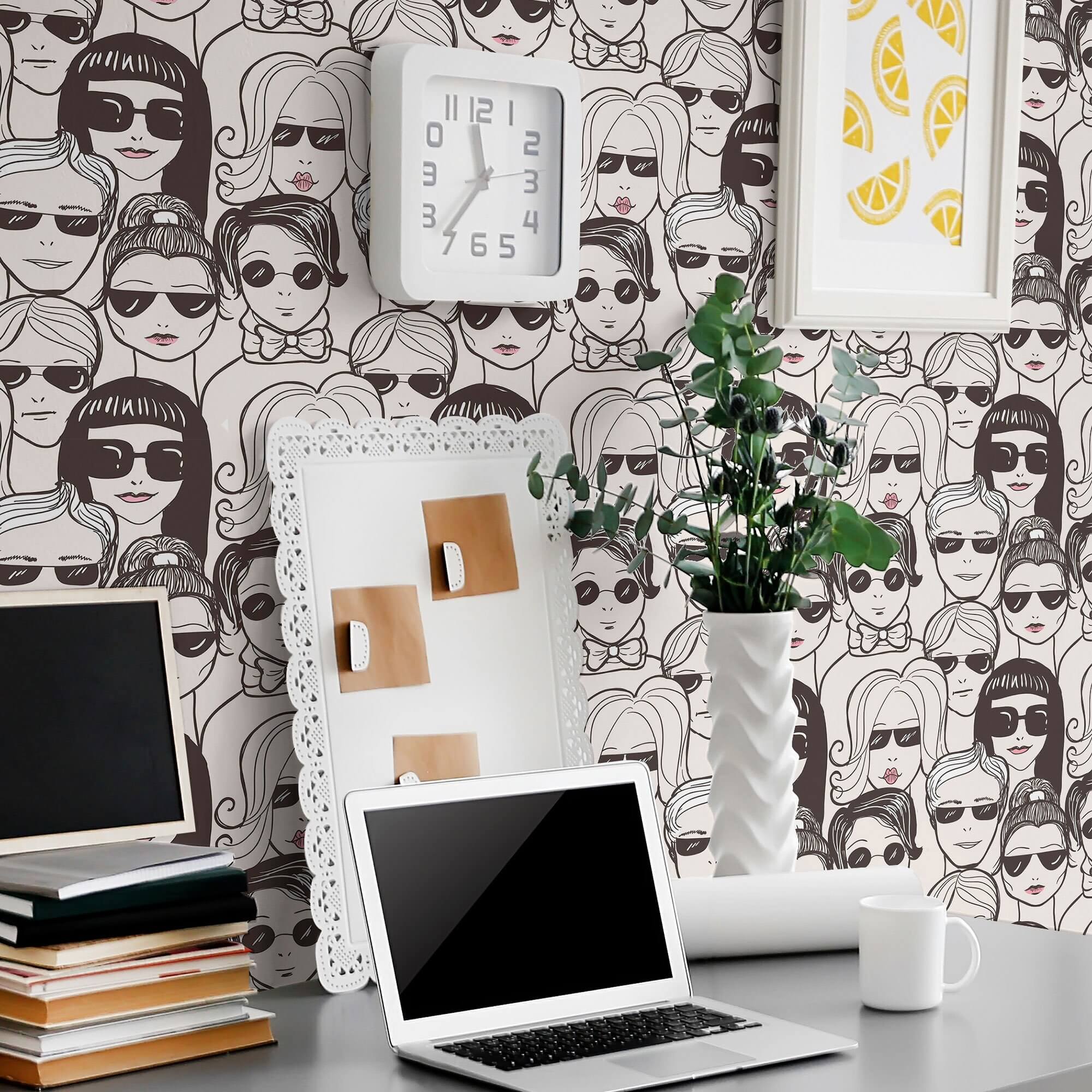 White and Black Themed Peel & Stick Removable Wallpaper - Self-Adhesive Decorative Wall Covering for Home, Office, Nursery & Dorm Room Decor