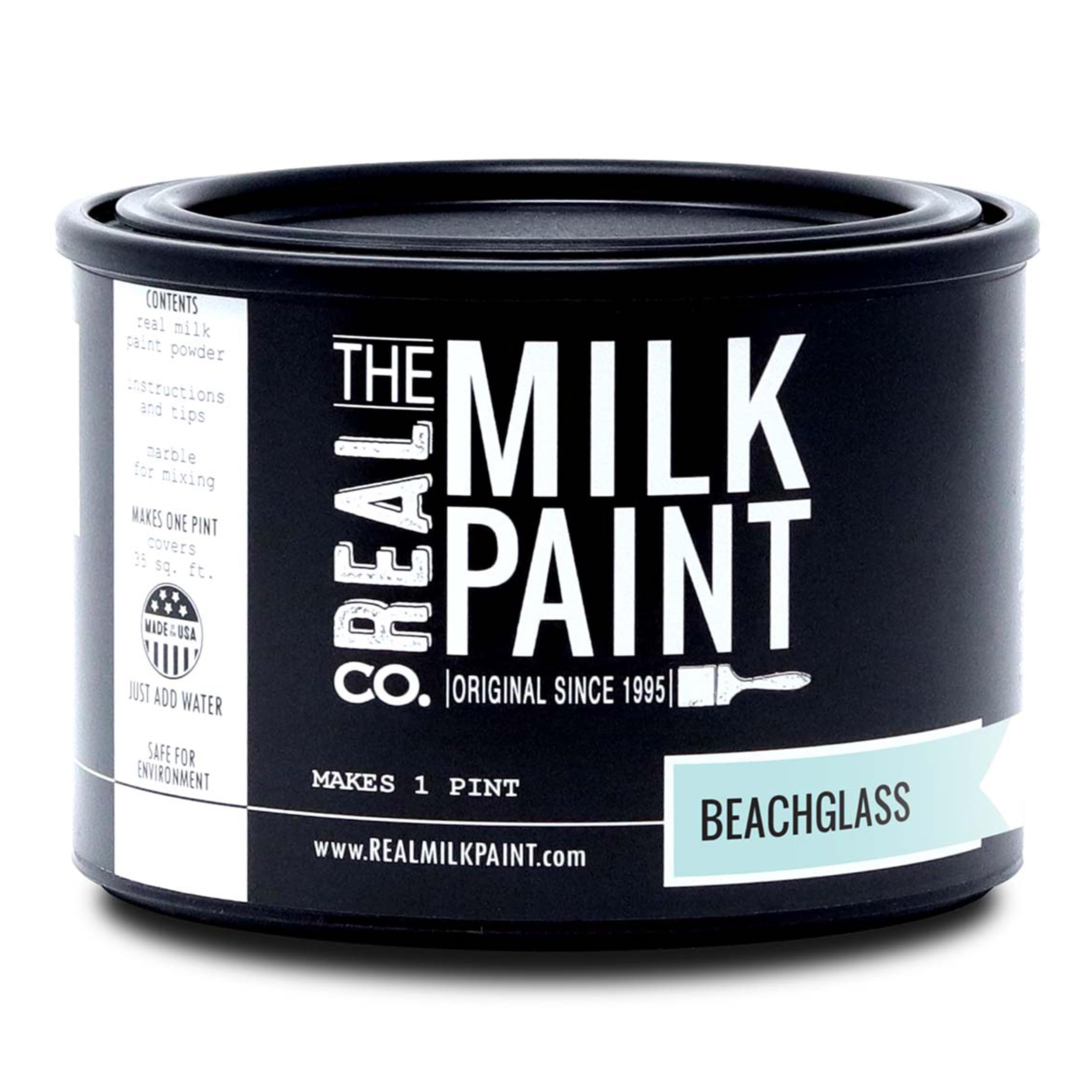 Real Milk Paint - Non-Toxic Water-Based Matte Finish for Wood Furniture, Cabinets, Walls, Brick & Stone | Zero VOC Organic Paint in Beachglass Color (1 Pint) | Perfect for DIY Home Decor, Vintage Restoration & Eco-Friendly Projects