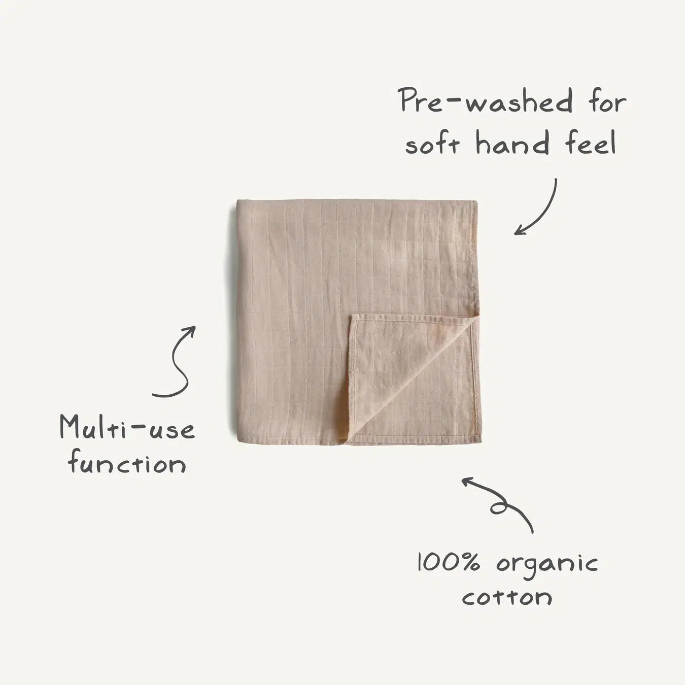 Mushie Organic Cotton Muslin Swaddle Blanket - Soft Baby Swaddle Wrap for Newborns & Infants - Breathable & Lightweight - Leaves Design - Perfect for Nursery, Swaddling, Stroller & Photo Shoots