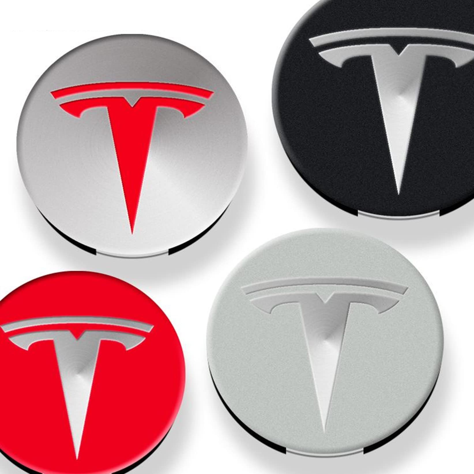 Tesla Model 3 S X Wheel Hub Center Cap - 56mm ABS Material Center Logo Emblem Cover (Gray-Silver) | Premium Tesla Accessories for Enhanced Wheel Protection & Stylish Appearance | Perfect for Car Upgrades, Customization & Replacement Parts