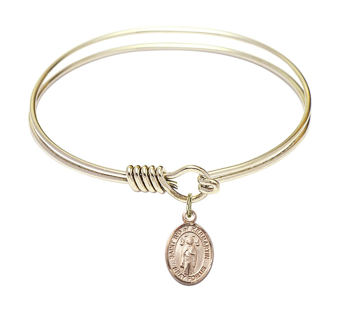 6 1/4 Inch Round Eye Hook Bangle Bracelet with St. Ivo of Kelmartin Charm - Elegant Jewelry for Women, Perfect for Daily Wear, Parties & Gifts