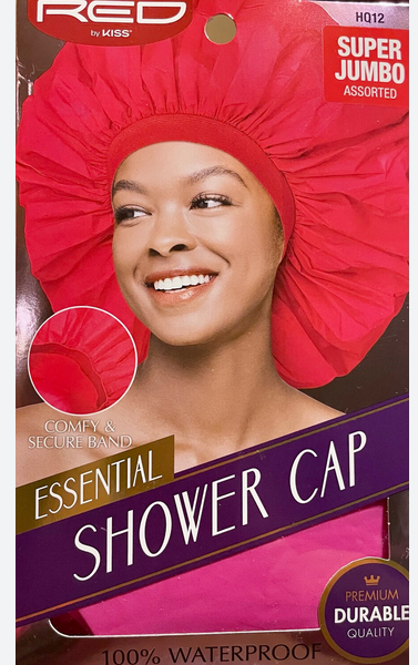 Red by Kiss Super Jumbo Shower Cap - Extra Large Waterproof Bath Hair Cover for Women & Men - Perfect for Showering, Spa, Hair Treatments & Swimming