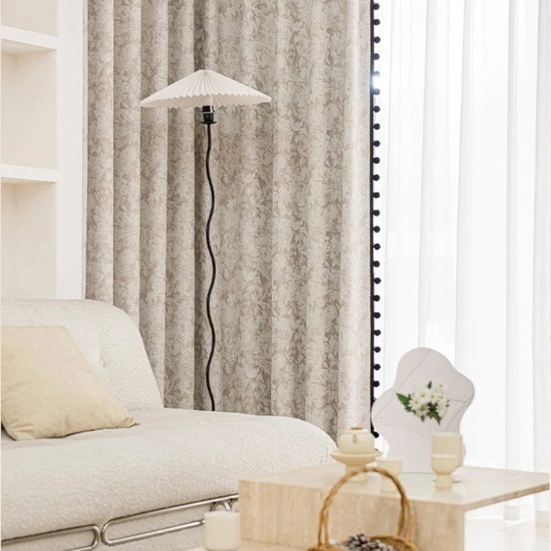 Patricia French Jacquard Floral Damask Blackout Curtains - Custom Room Darkening Window Drapes for Bedroom & Living Room Decor