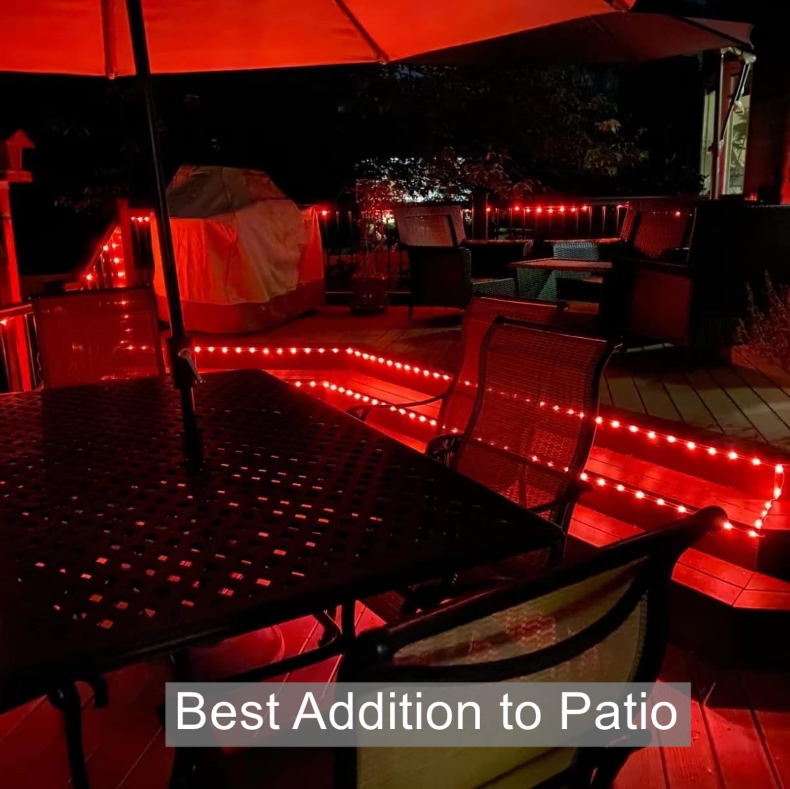 QITONG 2 Pack 33ft 100 LED Solar Rope Lights - Red Outdoor Waterproof String Lights with 8 Modes for Garden, Patio, Porch, Tree, Party & Wedding Decoration | Solar Powered Clear PVC Tube Lights for Festive Ambiance & Landscape Lighting