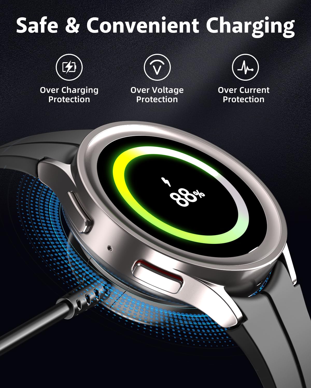 2-Pack Samsung Galaxy Watch Charger - Magnetic Wireless USB Charging Dock Compatible with Galaxy Watch 7/6/6 Classic/5/5 Pro/4/4 Classic/3/Active Ultra/FE - 3.3ft Cable for Home, Office & Travel Use