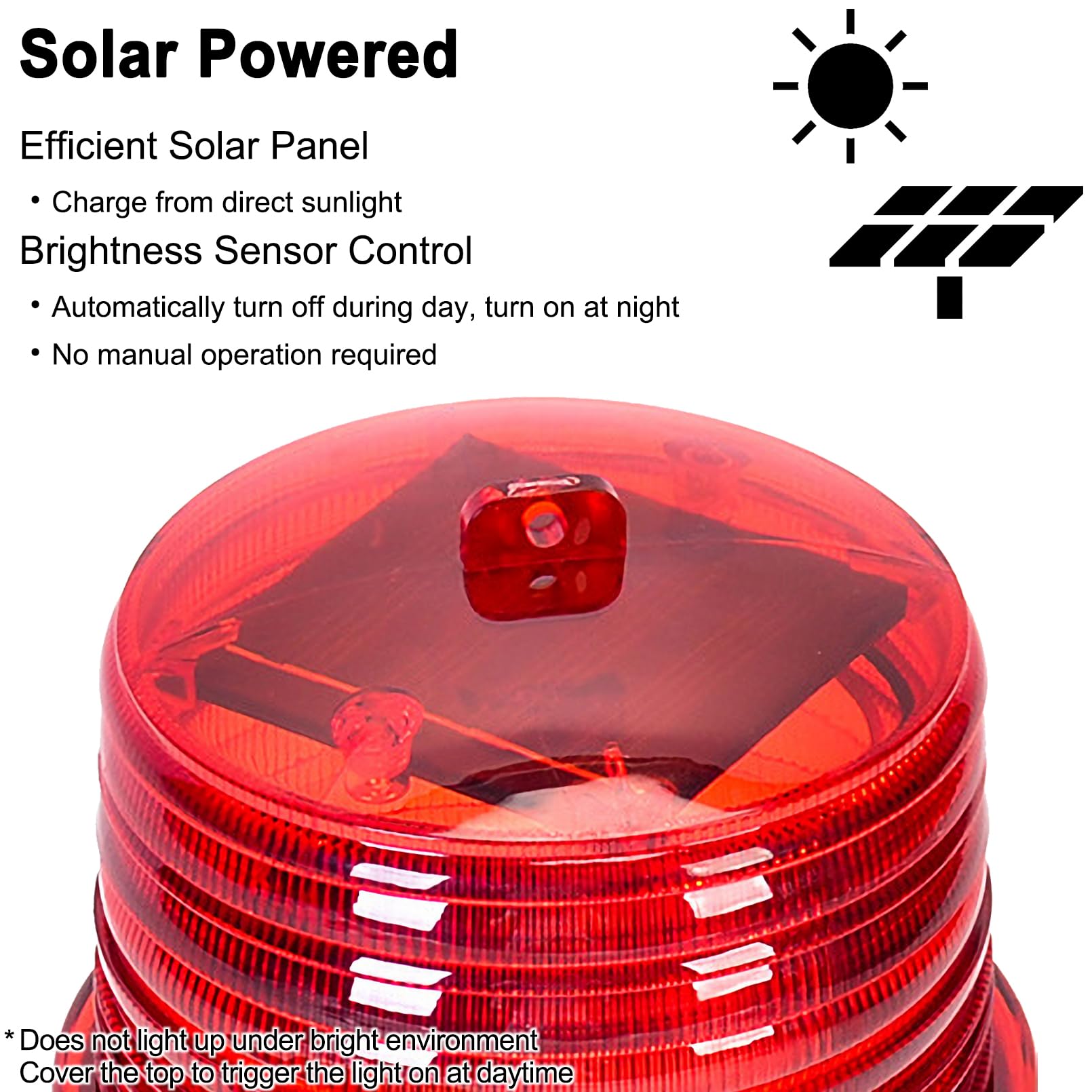 Luwint Solar Powered LED Emergency Strobe Warning Light - Handheld Red Safety Beacon for Road Construction, Traffic Cones & Hazard Scenarios | Portable & Rechargeable for Night Work, Emergency Signaling & Roadside Safety
