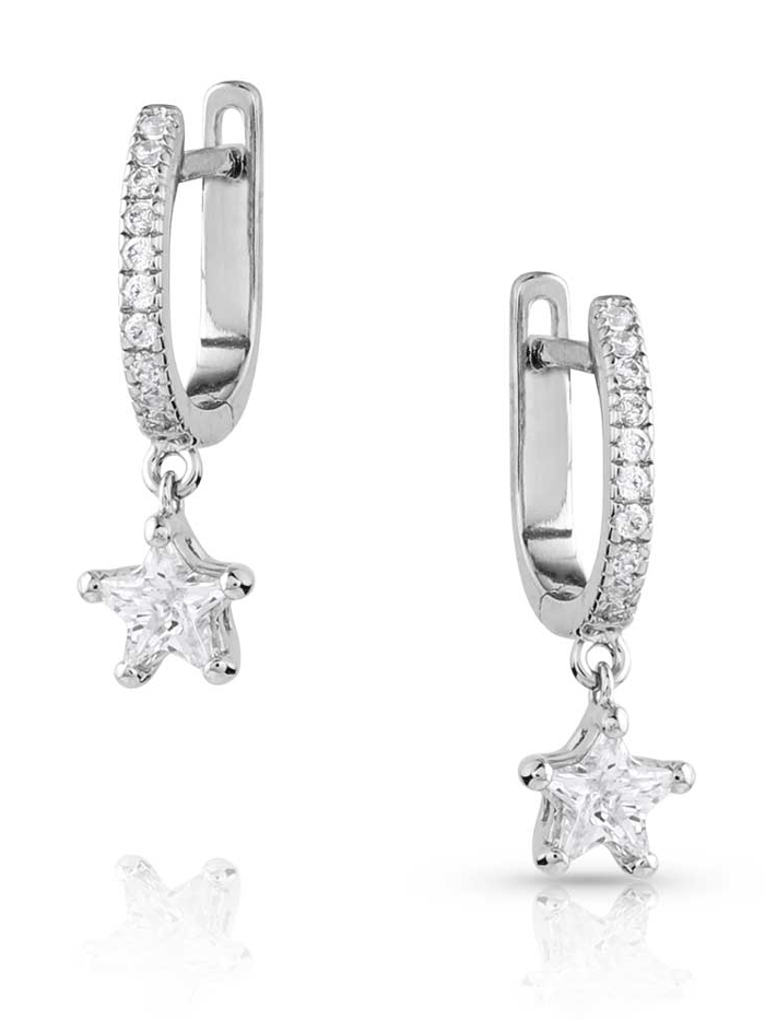 Montana Silversmiths ER5714 Women's Sterling Silver Crystal Star Earrings - Elegant Dangle Earrings for Date Night & Special Occasions