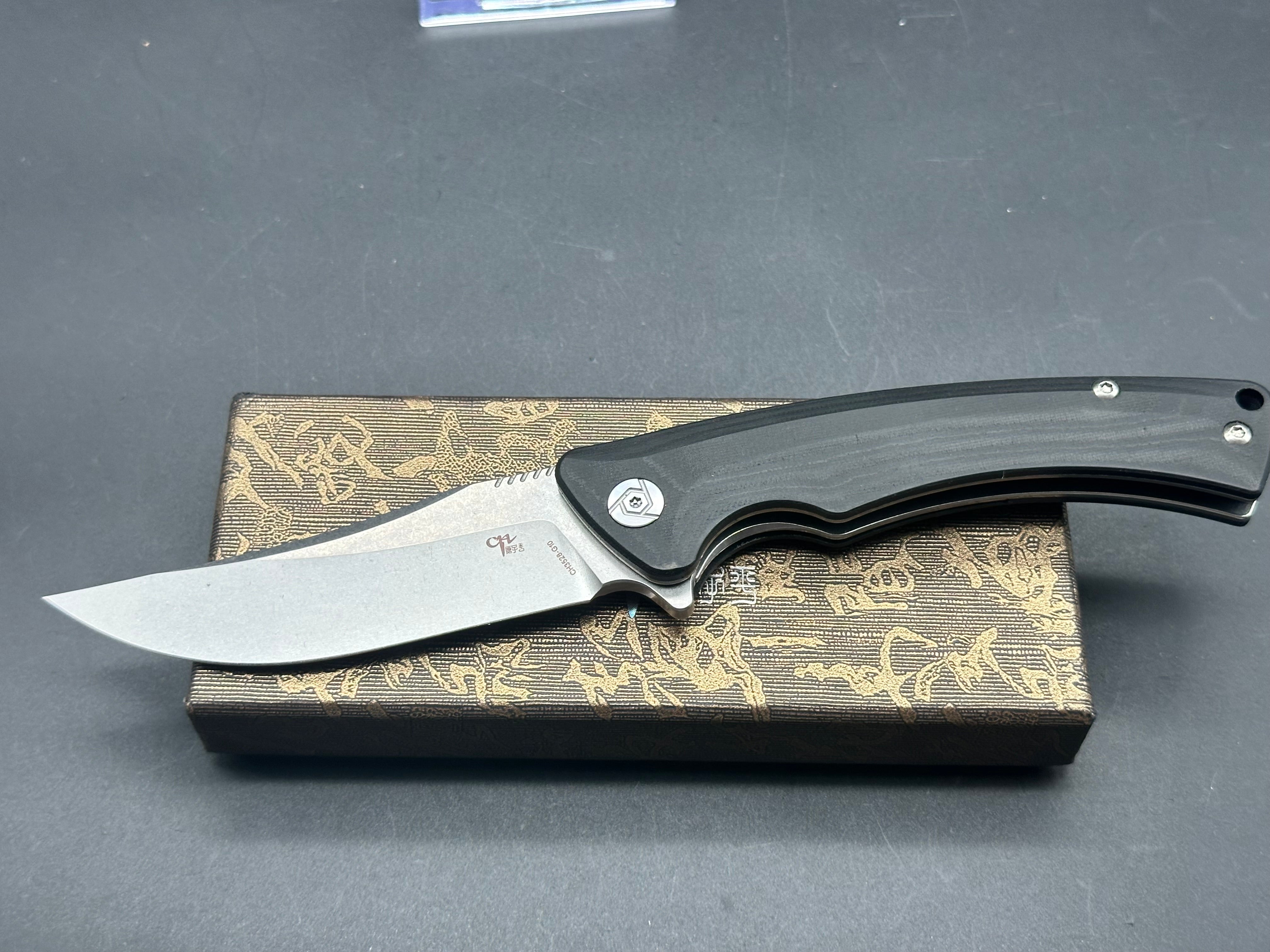 CH KNIVES Premium Folding Pocket Knife - D2 Steel Blade, Black Micarta Handle - EDC, Camping, Hiking & Outdoor Survival Tool