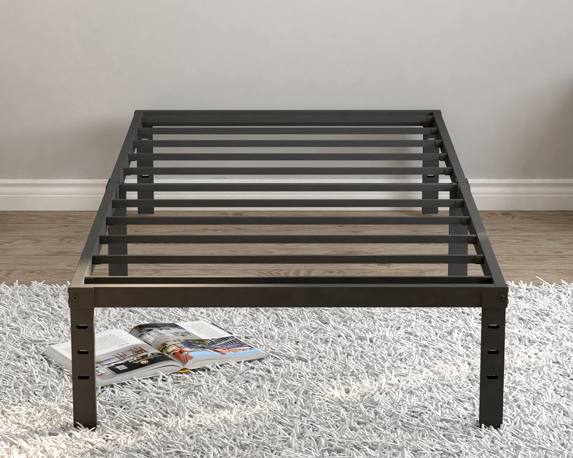 Heavy Duty Metal Twin Size Platform Bed Frame - No Box Spring Needed, 14 Inch Height, Supports 1000 lbs, Easy Assembly & Noise Free (Black) - Perfect for Kids Rooms, Guest Beds & Small Spaces