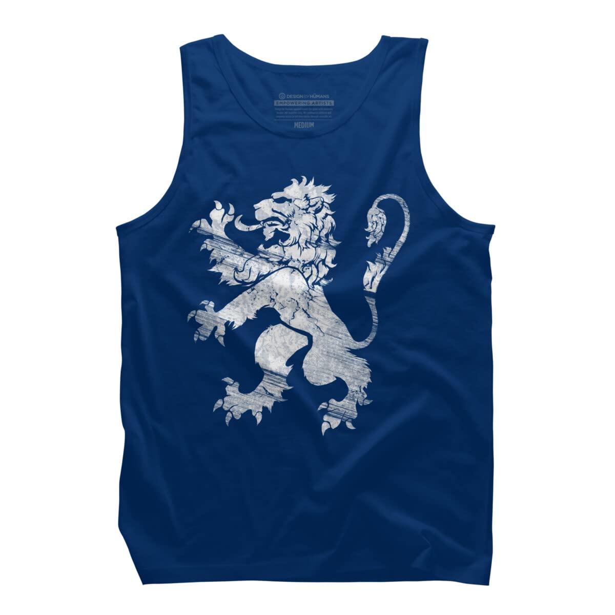 Design By Humans Men's White Lion Rampant Graphic Tank Top - Soft Cotton Muscle Tee for Gym & Casual Wear - Perfect for Workouts, Summer Outfits and Street Style