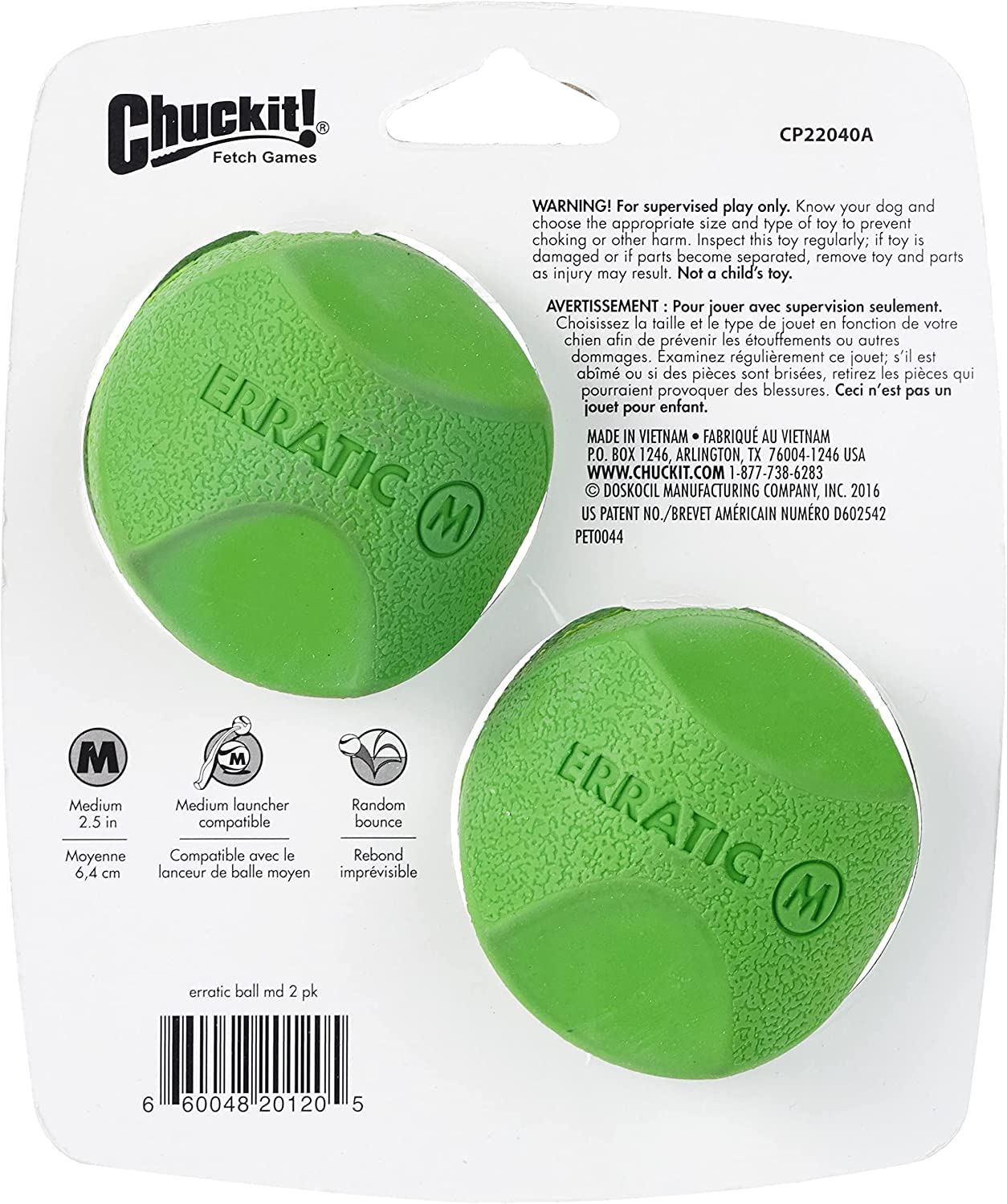 Chuckit! Erratic Ball for Dogs - Medium 2.25