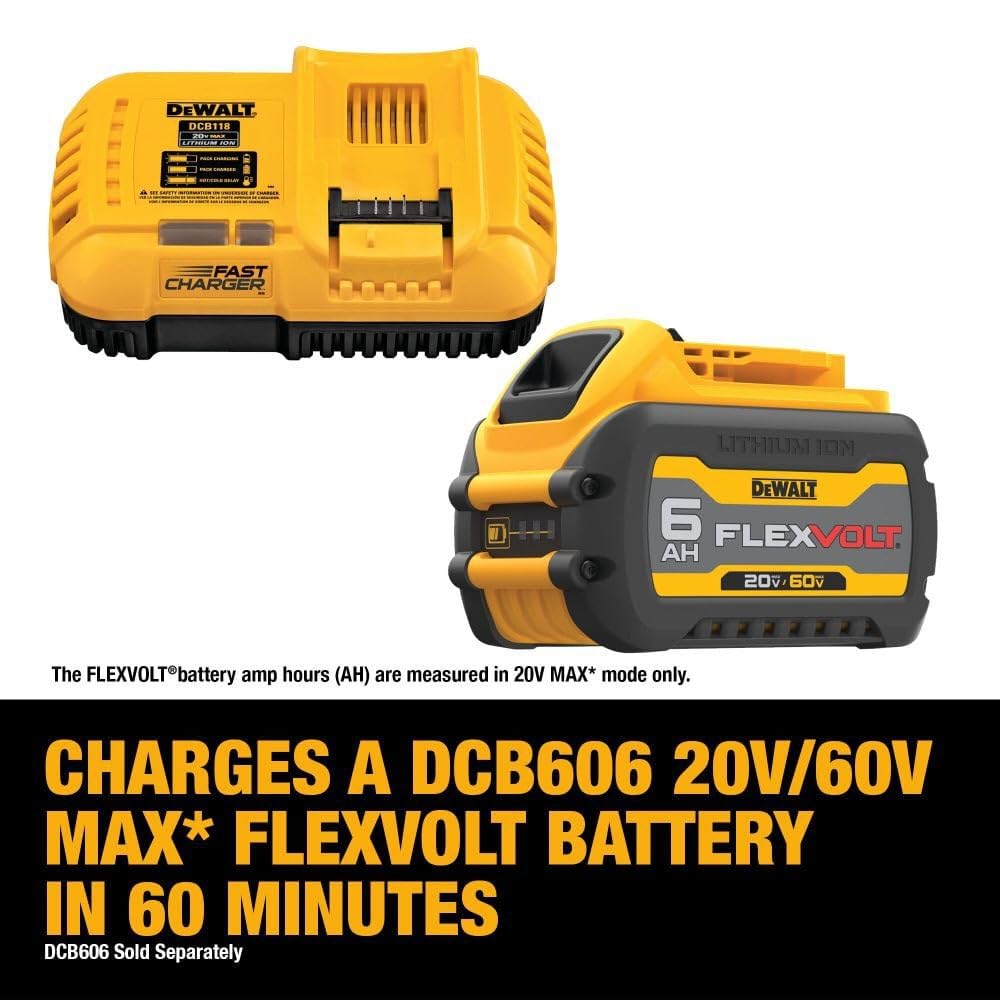 DEWALT DCB118 20V MAX/FLEXVOLT Lithium-Ion Battery Charger with Fan Cooling & Fast Charging - Power Tool Battery Charger for Cordless Drills, Saws & More - Perfect for Construction Sites & DIY Projects