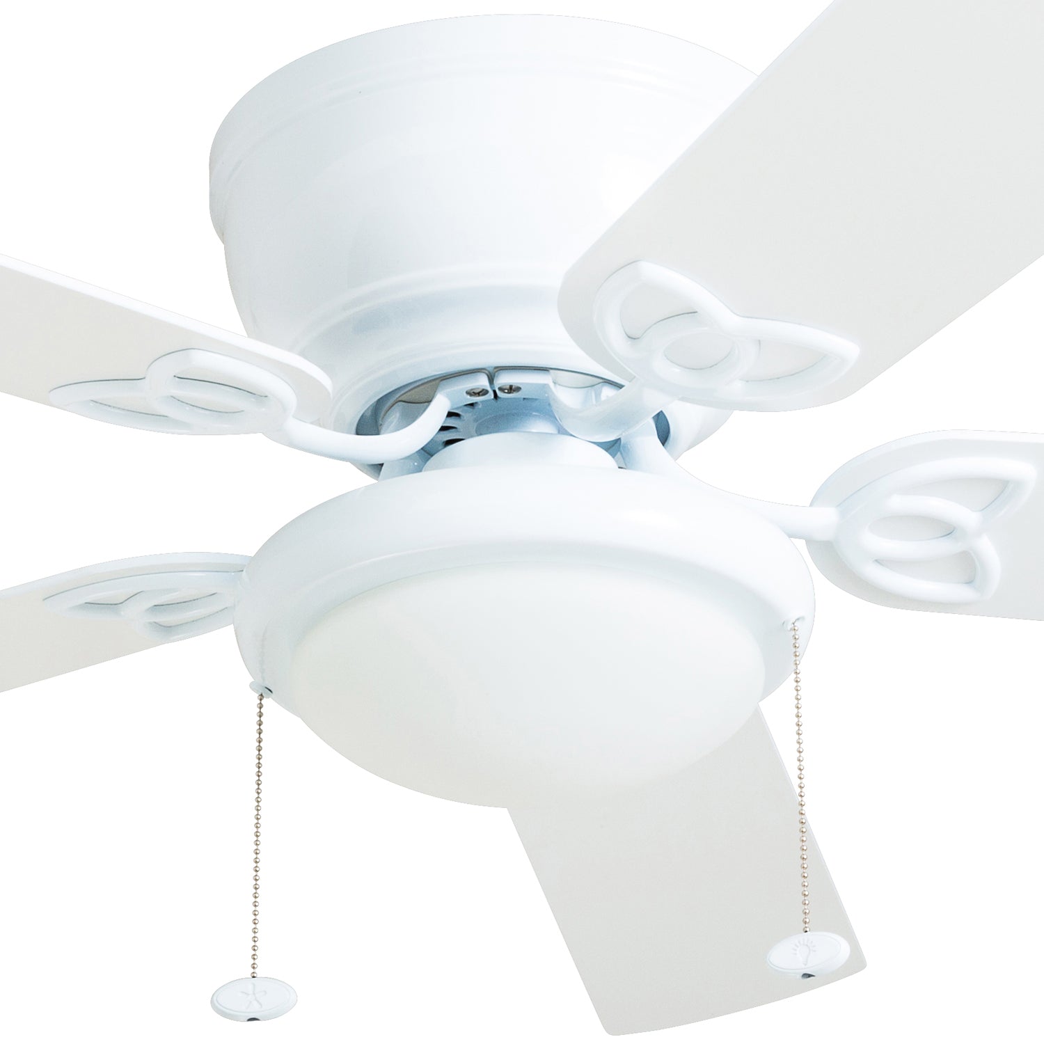 52 Inch Benton White Ceiling Fan with Pull Chain - Energy Efficient, Quiet Operation for Living Room, Bedroom, and Office