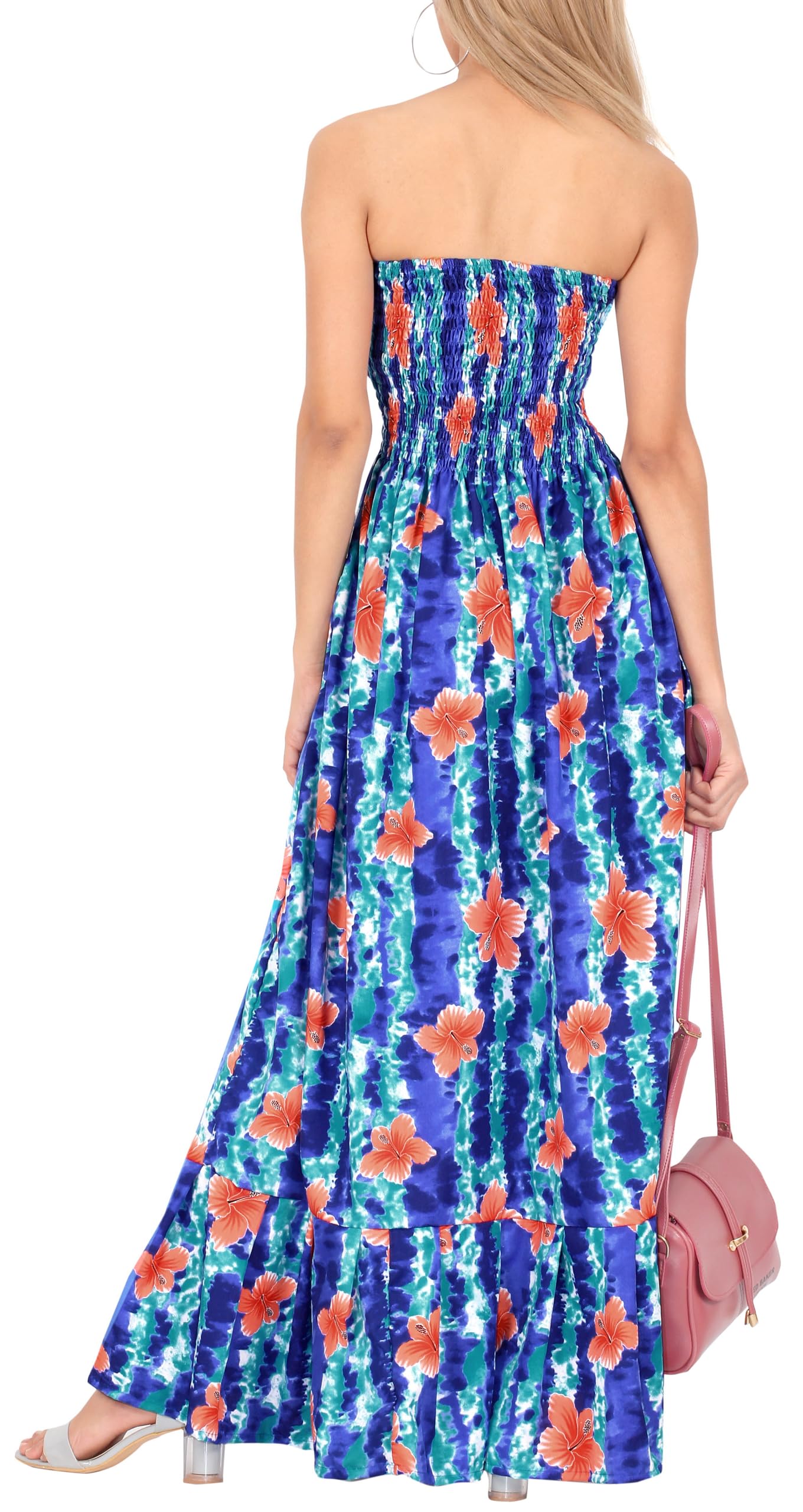 LA LEELA Women's Flowy Tube Maxi Dress - Elegant Sleeveless Stretchy Bodycon Dress for Summer, Beach, Party & Casual Wear
