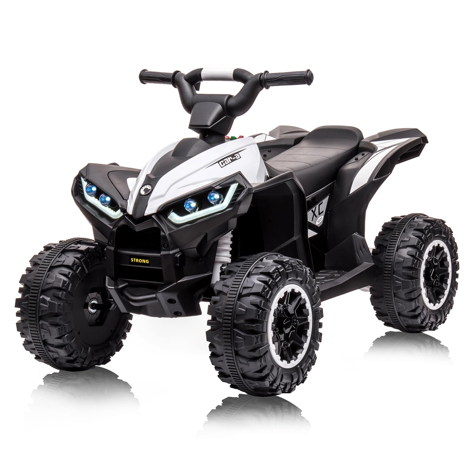 12V Kids Ride On ATV Electric Car - 4 Wheeler Battery Powered Toy with Remote Control, High & Low Speeds, LED Lights, Music & Horn - Perfect for Outdoor Play & Birthday Gifts for Boys Girls Ages 3+ (White)