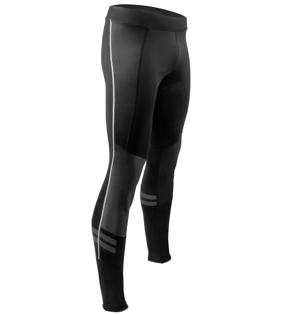 Aero Tech Men's Tall Windstop Padded Cycling Tights - Winter Thermal Biking Pants for Cold Weather Training & Outdoor Sports